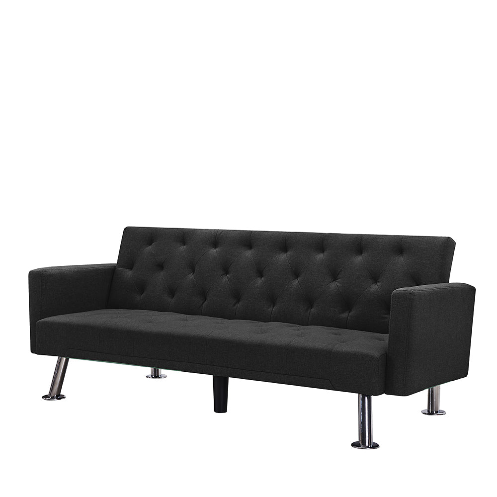 Modern Convertible Folding Futon Sofa Bed , Black Fabric Sleeper Sofa Couch for Compact Living Space. - Atlantic Fine Furniture Inc
