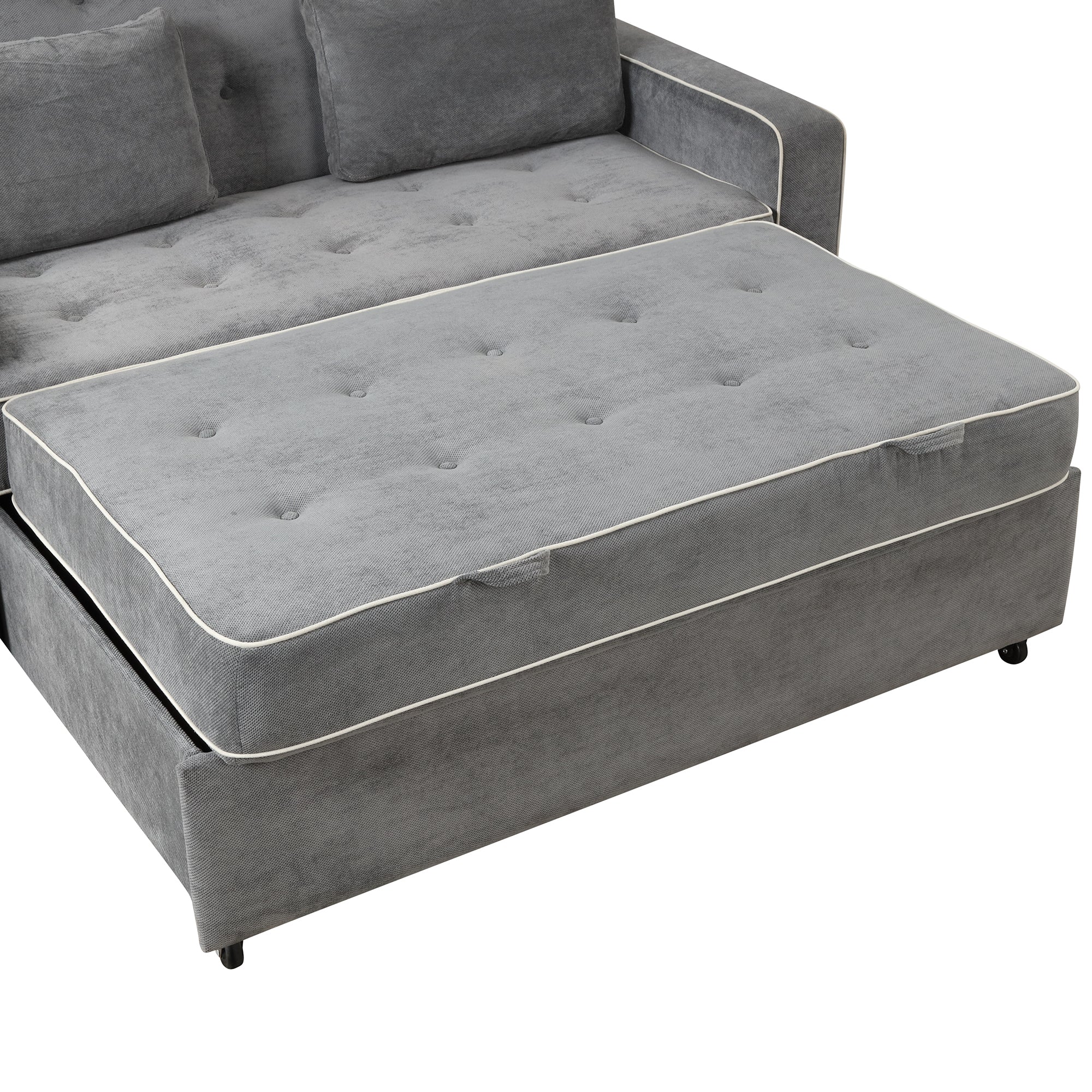 Orisfur. Linen Upholstered Sleeper Bed , Pull Out Sofa Bed Couch attached two throw pillows,Dual USB Charging Port and Adjustable Backrest for Living Room Space - Atlantic Fine Furniture Inc