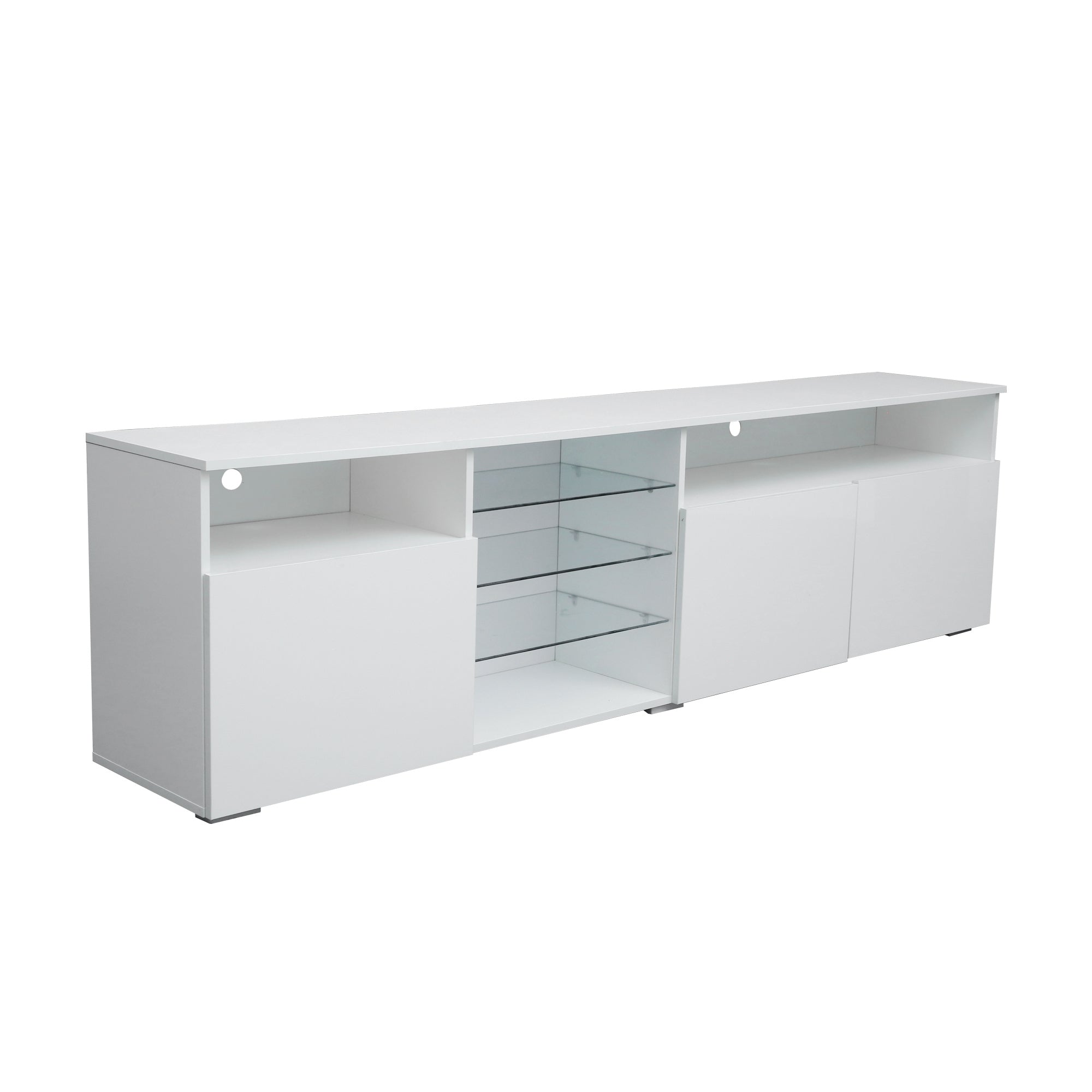TV Stand High Gloss Doors Modern TV Stand LED (White) - Atlantic Fine Furniture Inc