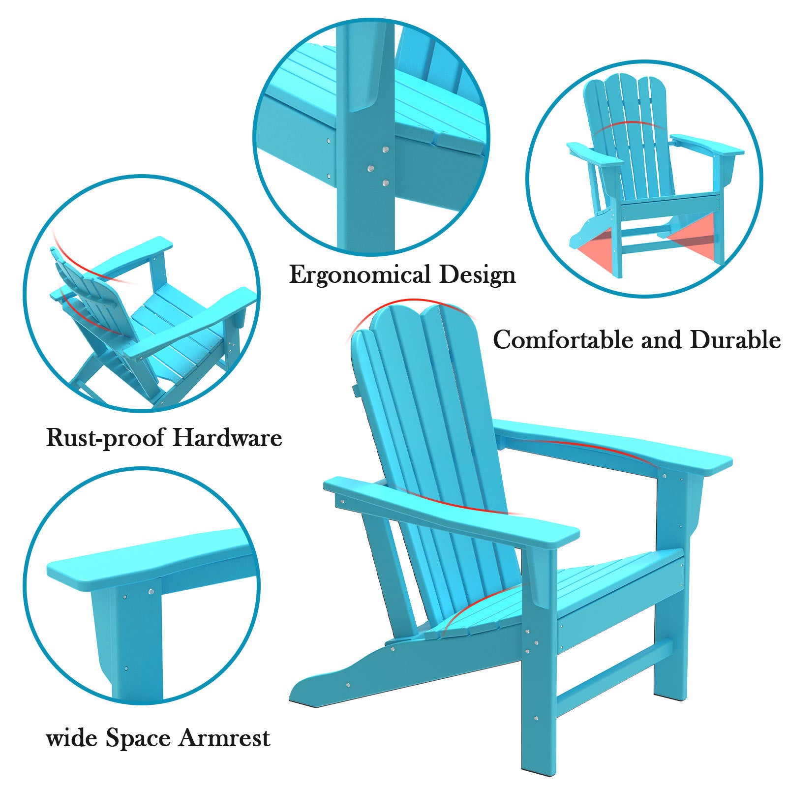Resistant Adirondack Chair for Patio Deck Garden
Plastic Adirondack Chair, Fire Pit Chair, Blue,1 piece. - Atlantic Fine Furniture Inc