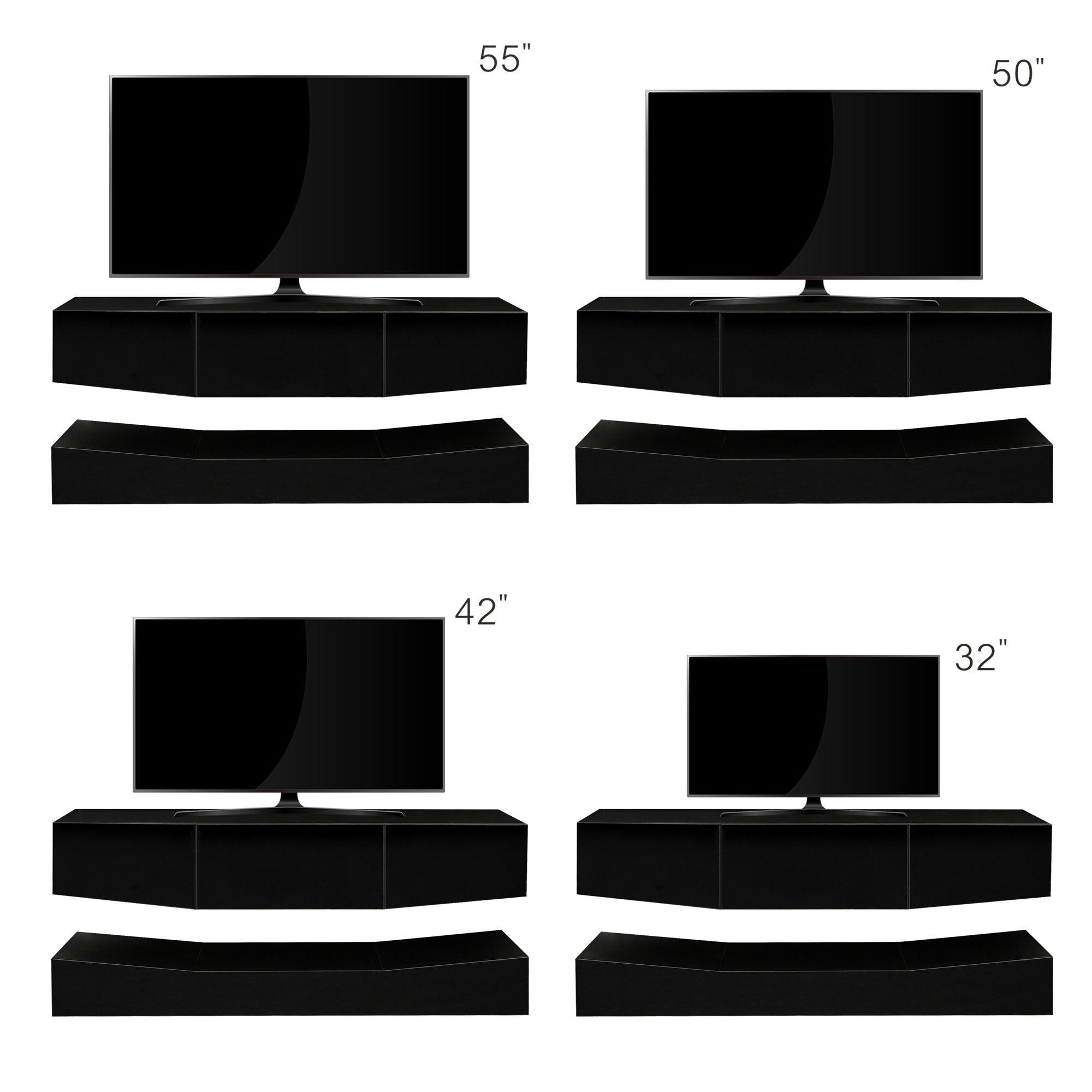 LED TV Stand for 55 inch TV, Modern Entertainment Center with LED Lights, TV & Media Furniture Console for Under TV Living Game Room Bedroom,Black - Atlantic Fine Furniture Inc