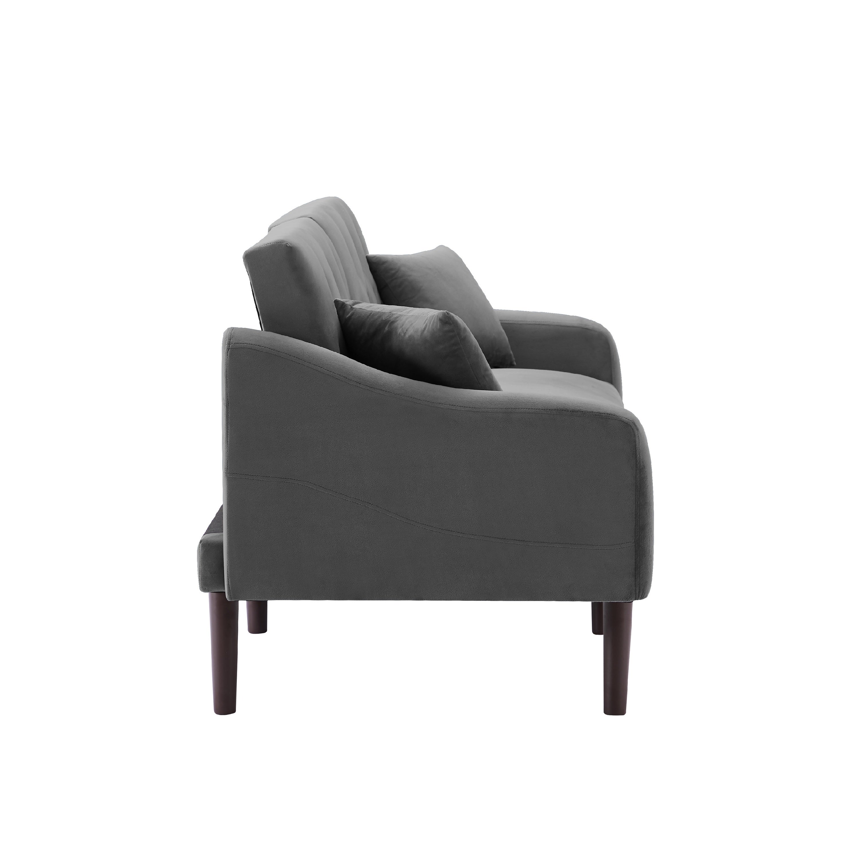 FUTON SOFA SLEEPER GREY VELVET WITH 2 PILLOWS(same as W223S00382,W223S00954) ***Not available for sale on Walmart*** - Atlantic Fine Furniture Inc