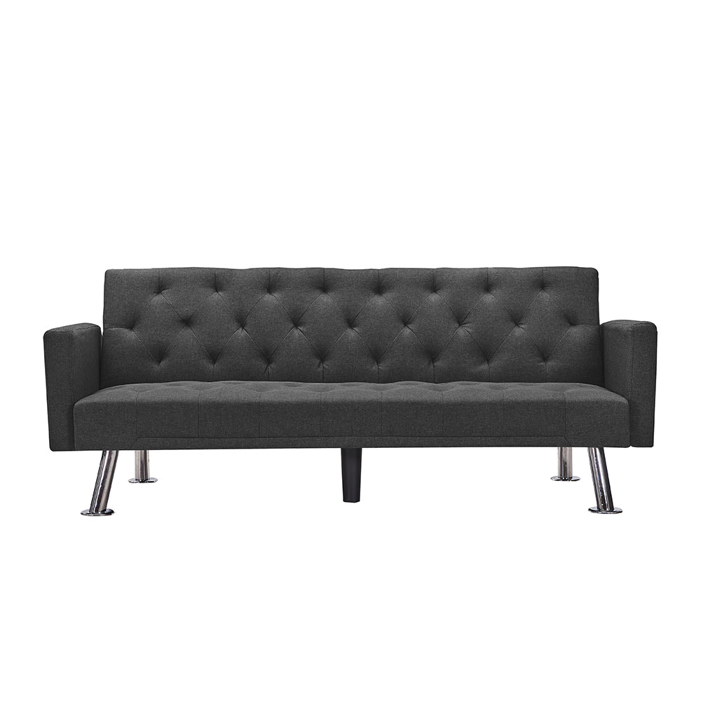 Modern Convertible Folding Futon Sofa Bed , Grey Fabric Sleeper Sofa Couch for Compact Living Space. - Atlantic Fine Furniture Inc