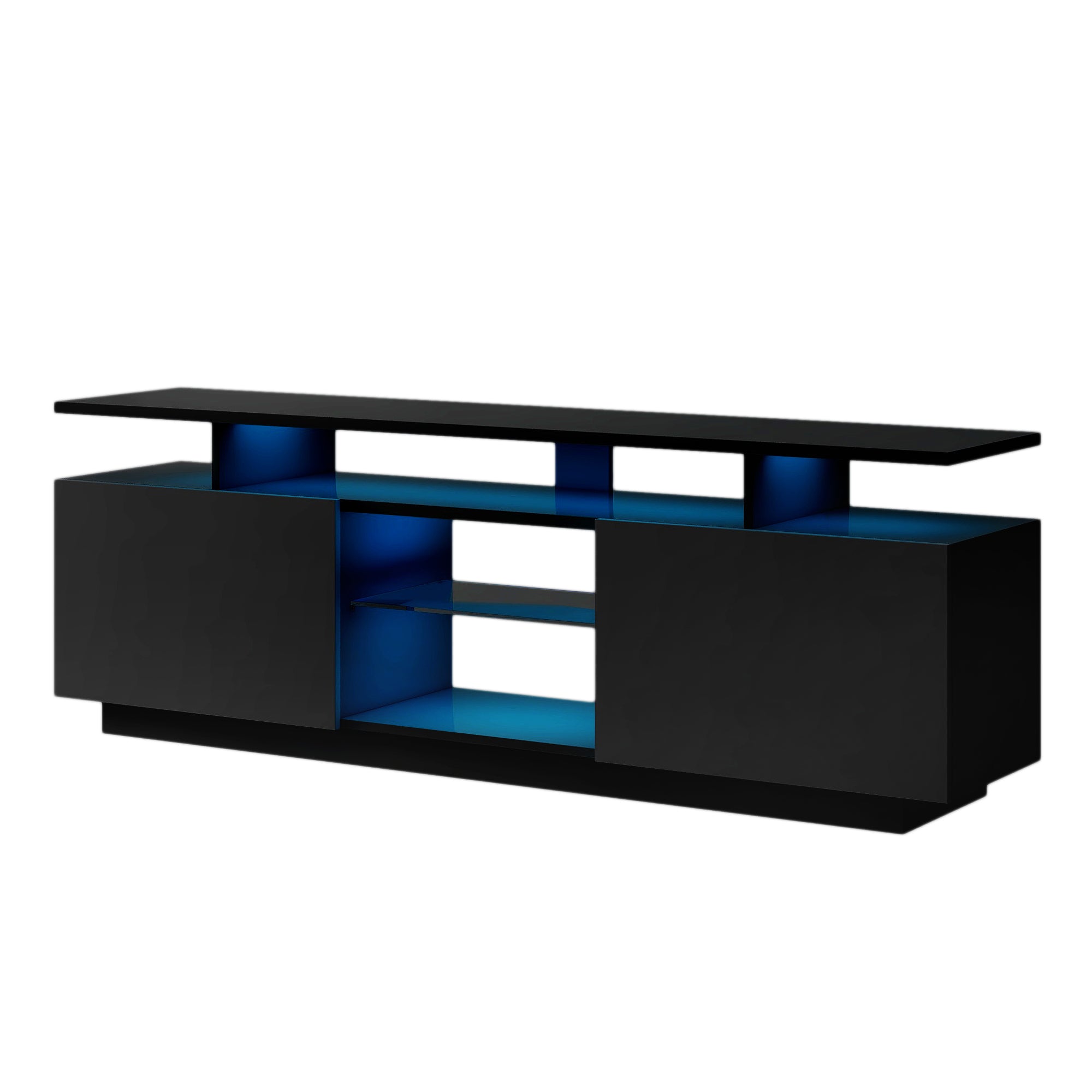 ON-TREND Modern TV Stand for TVs up to 65inches with LED lights, 16 Colors, for Livingroom, Bedroom, Black (OLD SKU: WF280706AAB) - Atlantic Fine Furniture Inc