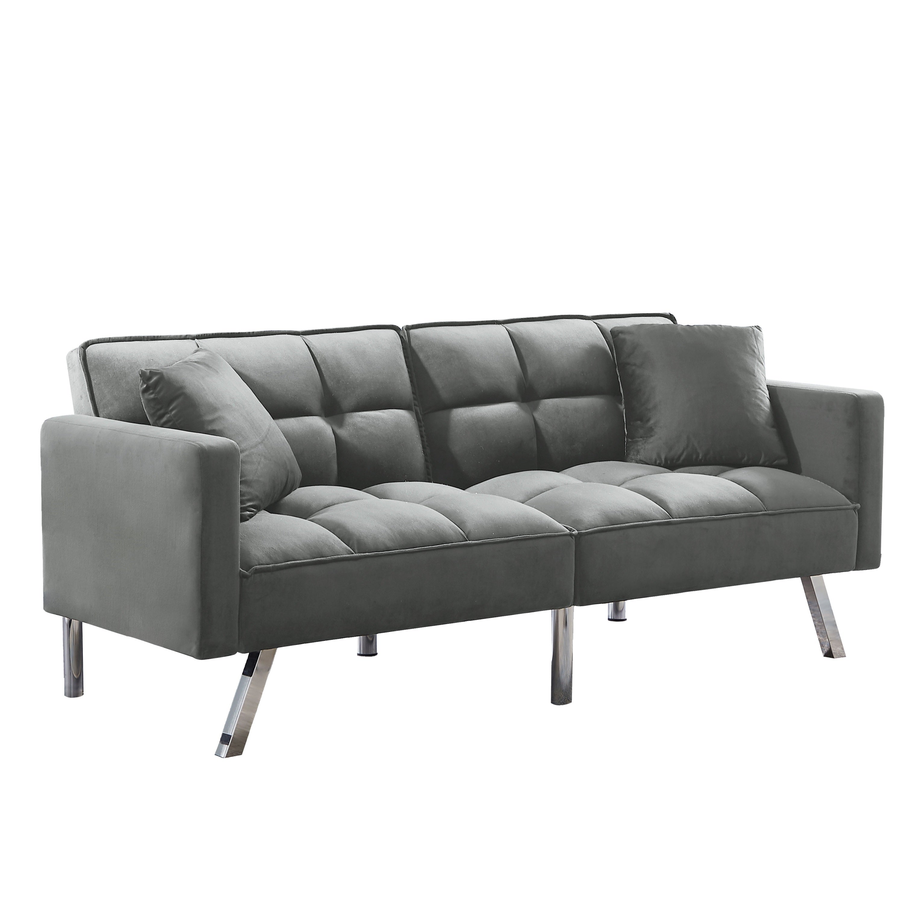 FUTON SOFA SLEEPER GREY VELVET WITH 2 PILLOWS(same asW223S01431、W223S01464。Size difference, See Details in page.
) - Atlantic Fine Furniture Inc