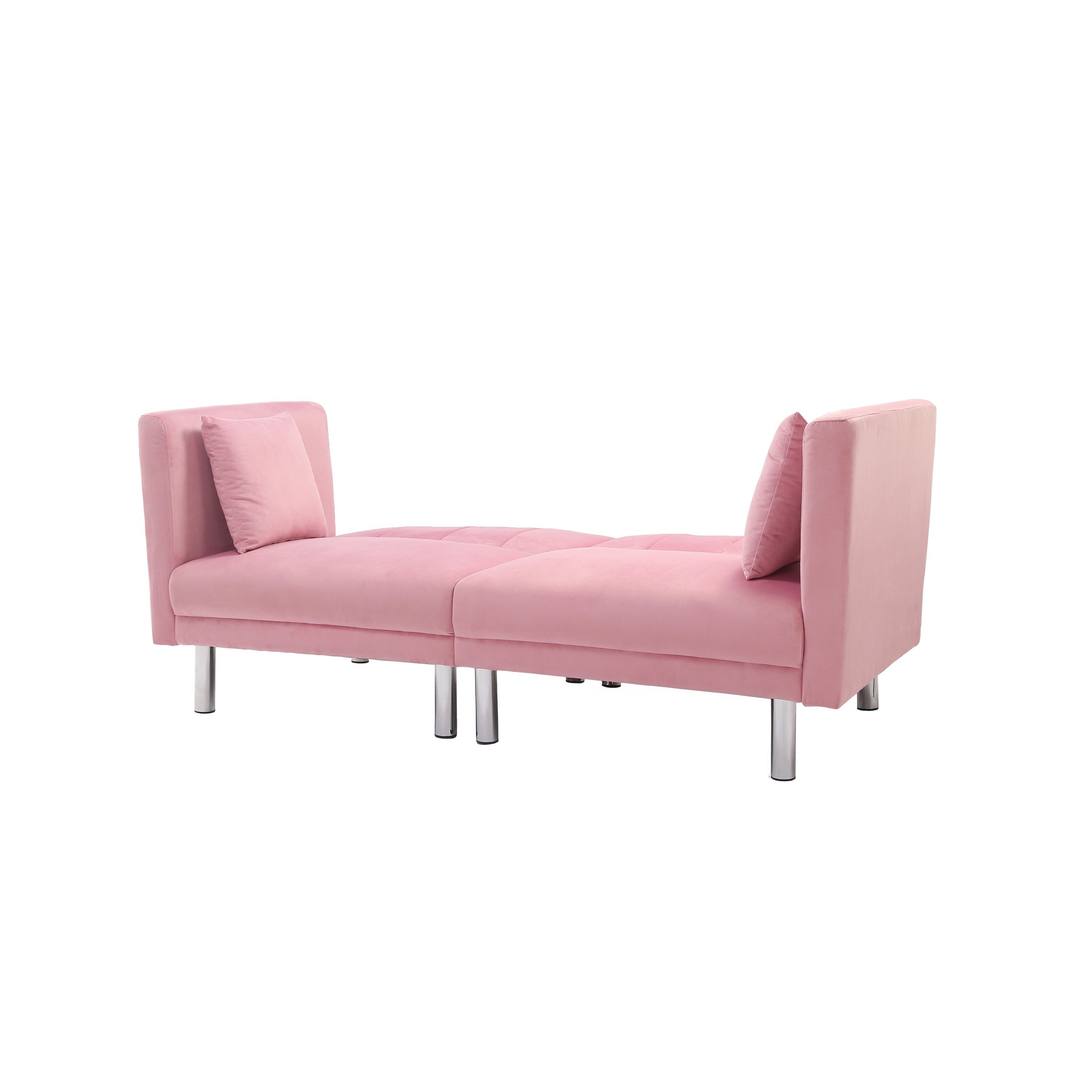 FUTON SOFA SLEEPER PINK VELVET METAL LEGS(W223S01121) - Atlantic Fine Furniture Inc