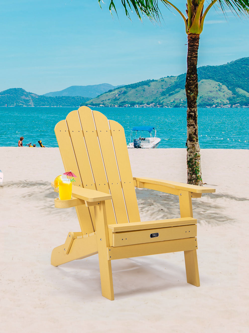 TALE Folding Adirondack Chair with Pullout Ottoman with Cup Holder, Oversized, Poly Lumber, for Patio Deck Garden, Backyard Furniture, Easy to Install,YELLOW. Banned from selling on Amazon - Atlantic Fine Furniture Inc