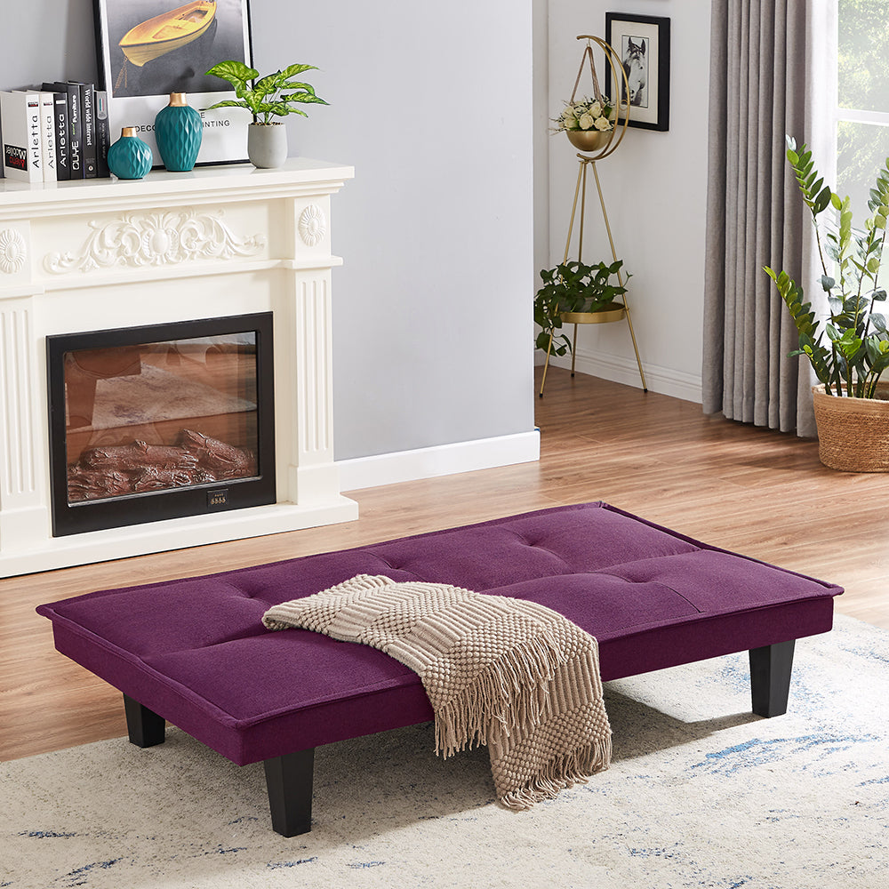 Modern Fabric Futon Sofa Bed , Convertible Folding Futon Sofa Bed Sleeper for Home Living Room .(Purple) - Atlantic Fine Furniture Inc