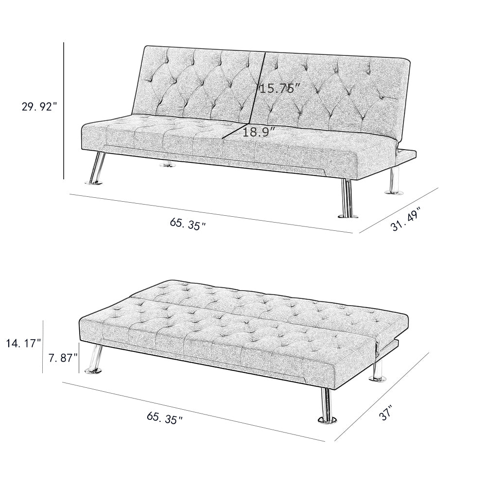 Futon Sofa Bed , Folding Sofa Couch Bed , Upholstered Convertible Sleeper for Living Room - Atlantic Fine Furniture Inc