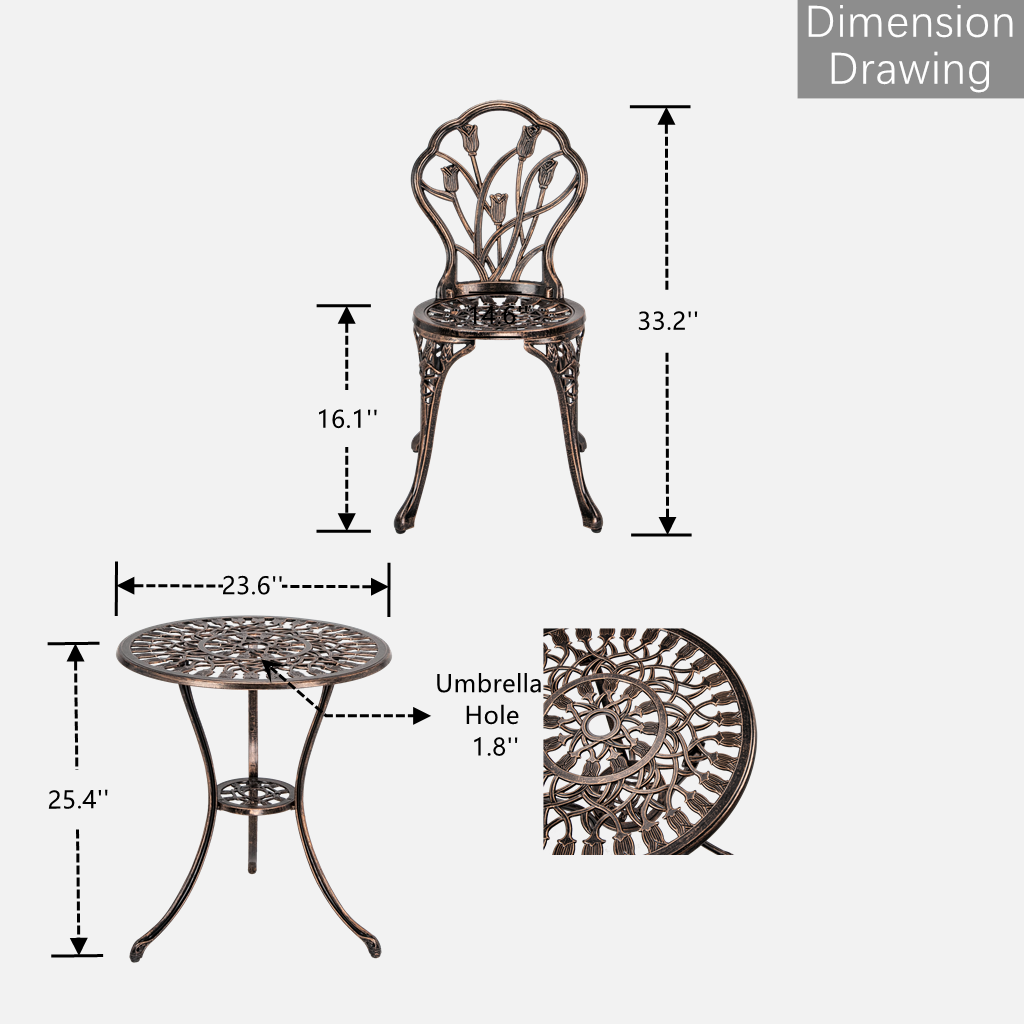 CAST ALUMINUM BISTRO TULIP SET - Atlantic Fine Furniture Inc
