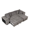Orisfur. 104" L-Shape 3 Seat Reversible Sectional Couch, Pull Out Sleeper Sofa with Storage Chaise and 2 Stools for Living Room Furniture Set - Atlantic Fine Furniture Inc