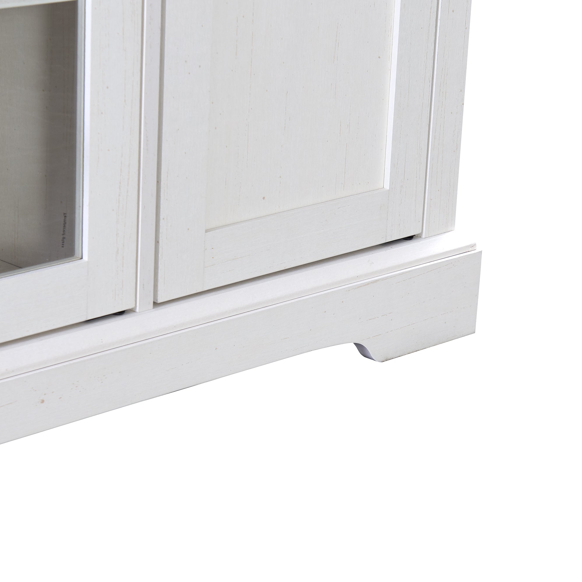U-Can TV Stand for TV up to 65in with 2 Tempered Glass Doors Adjustable Panels Open Style Cabinet, Sideboard for Living room, White - Atlantic Fine Furniture Inc