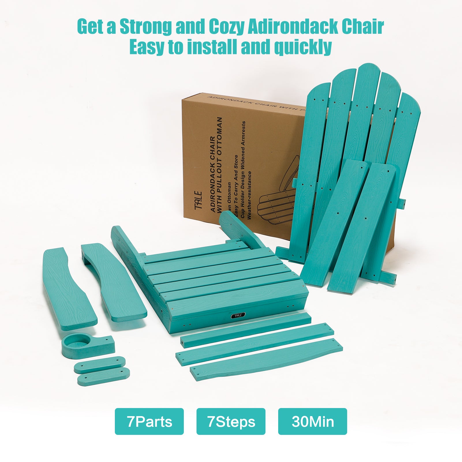 TALE Folding Adirondack Chair with Pullout Ottoman with Cup Holder, Oversized, Poly Lumber, for Patio Deck Garden, Backyard Furniture, Easy to Install,GREEN. Banned from selling on Amazon - Atlantic Fine Furniture Inc