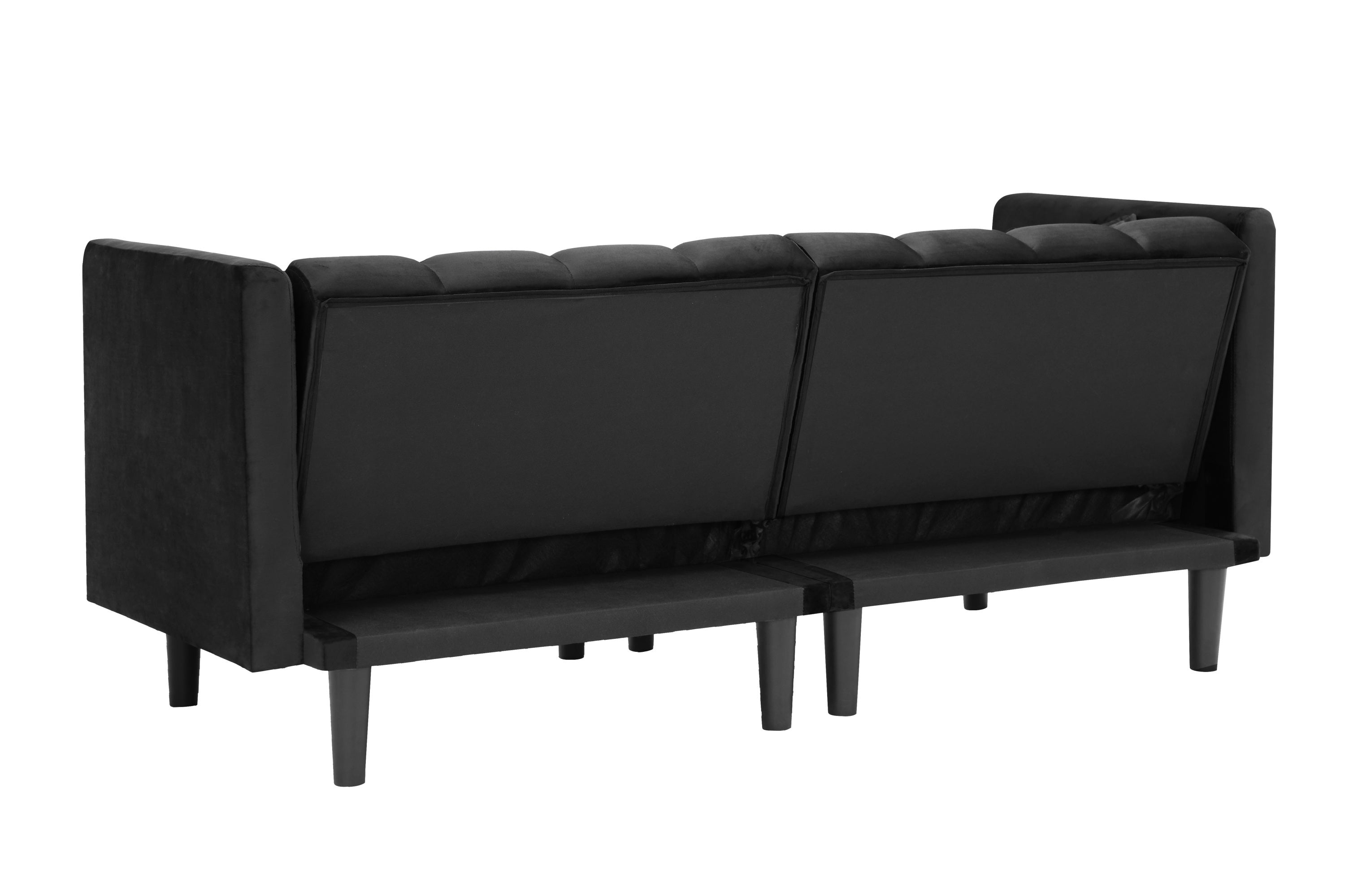 FUTON SOFA SLEEPER BLACK VELVET(same as W223S00554) - Atlantic Fine Furniture Inc