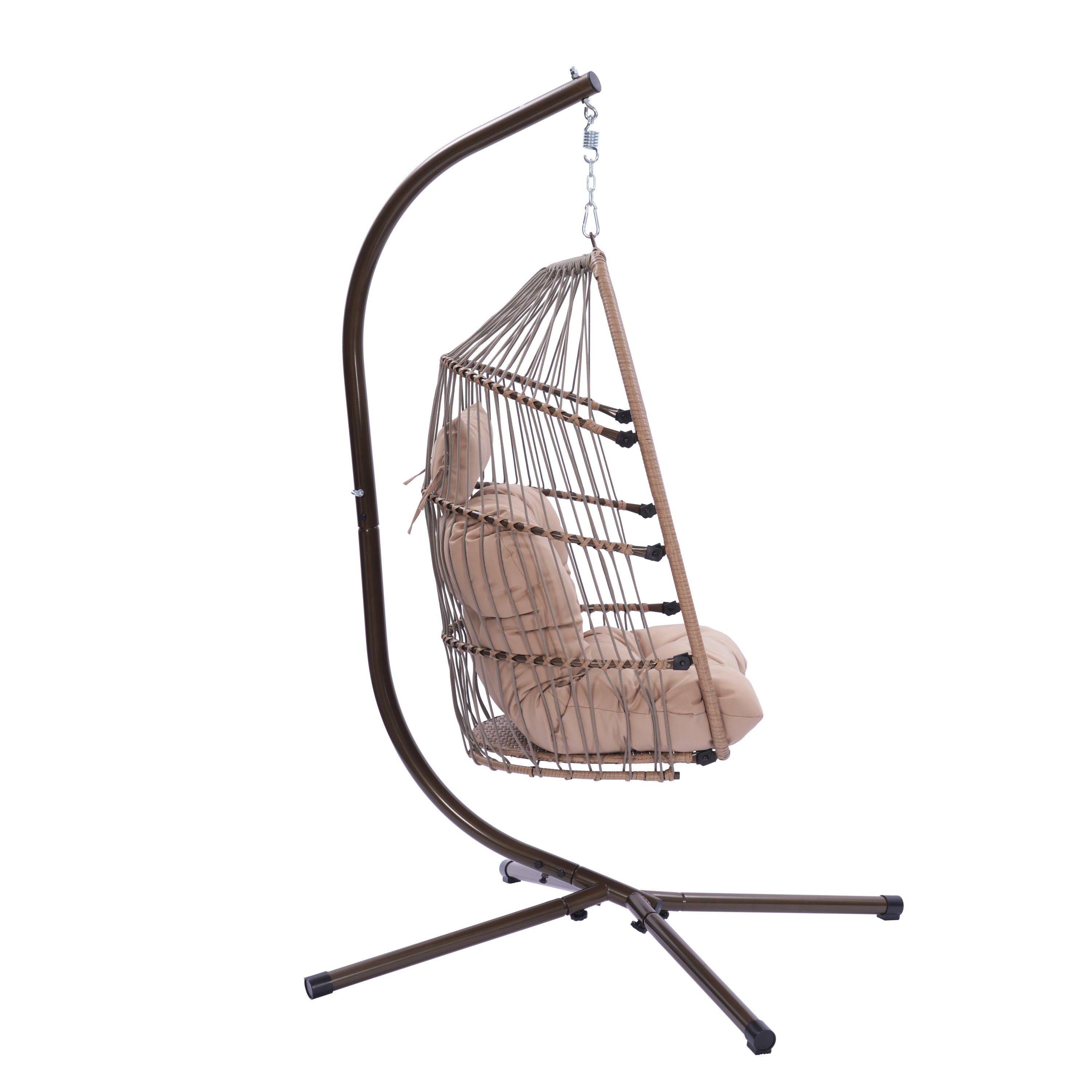 Outdoor Patio Wicker Folding Hanging Chair,Rattan Swing Hammock Egg Chair With Cushion And Pillow - Atlantic Fine Furniture Inc