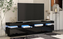 On-Trend TV Stand with 4 Open Shelves, Modern High Gloss Entertainment Center for 75 Inch TV, Universal TV Storage Cabinet with 16-color RGB LED Color Changing Lights, Black - Atlantic Fine Furniture Inc