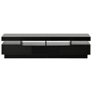 On-Trend TV Stand with 4 Open Shelves, Modern High Gloss Entertainment Center for 75 Inch TV, Universal TV Storage Cabinet with 16-color RGB LED Color Changing Lights, Black - Atlantic Fine Furniture Inc