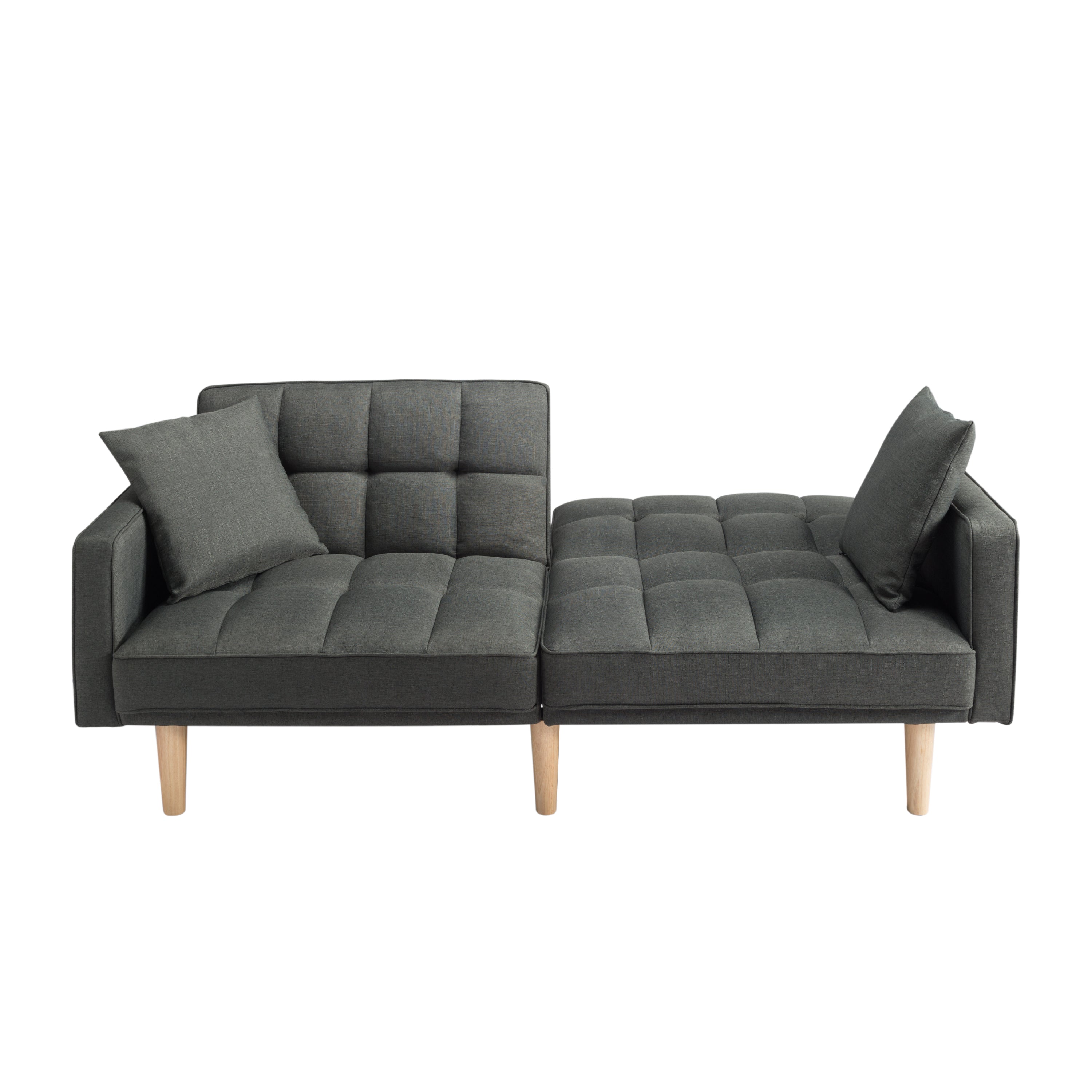 FUTON SLEEPER SOFA WITH 2 PILLOWS Dark gray FABRIC(same as W223S01338、W223S00991。Size difference, See Details in page.) - Atlantic Fine Furniture Inc
