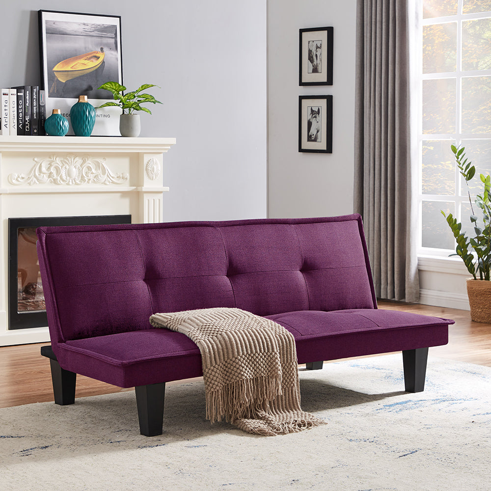 Modern Fabric Futon Sofa Bed , Convertible Folding Futon Sofa Bed Sleeper for Home Living Room .(Purple) - Atlantic Fine Furniture Inc