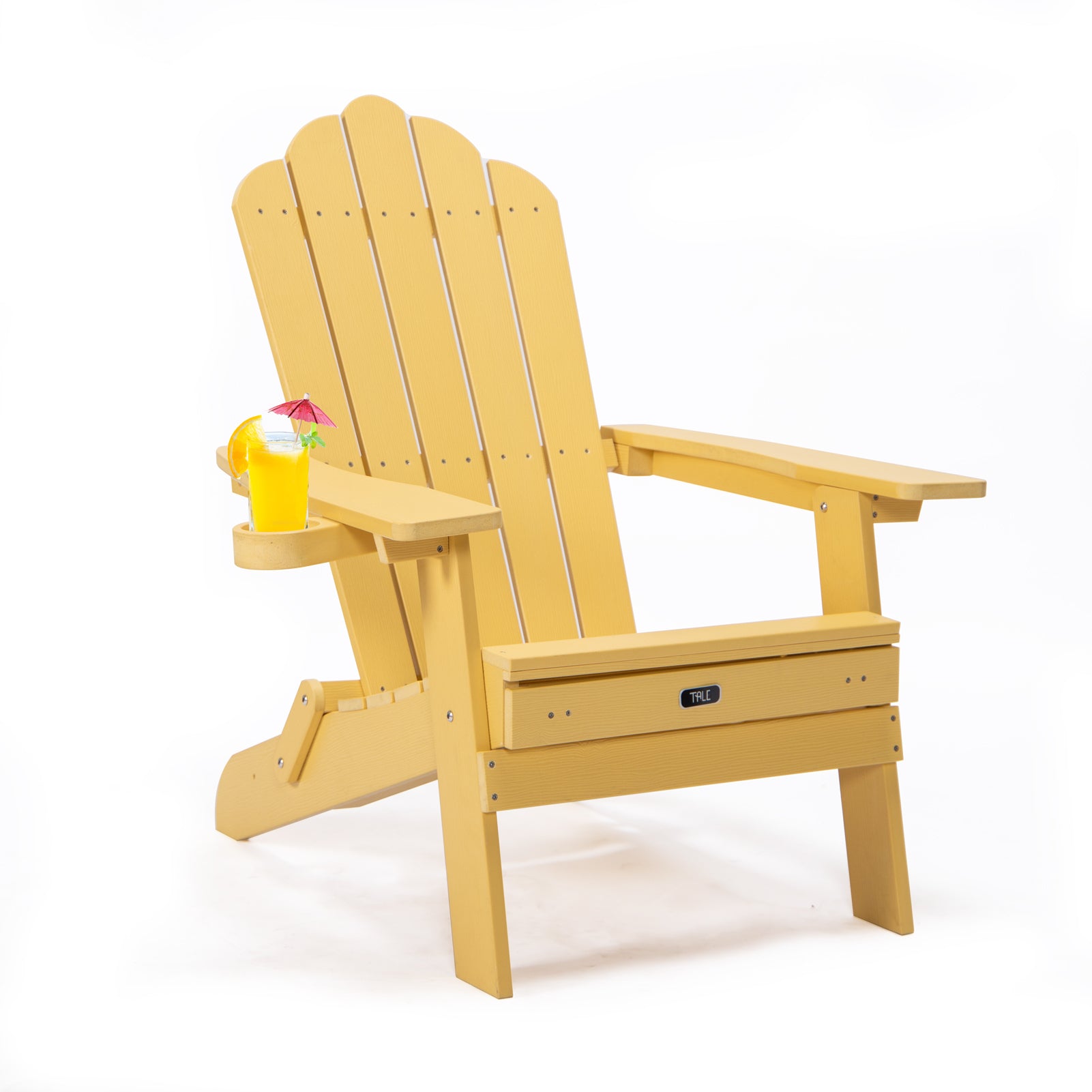 TALE Folding Adirondack Chair with Pullout Ottoman with Cup Holder, Oversized, Poly Lumber, for Patio Deck Garden, Backyard Furniture, Easy to Install,YELLOW. Banned from selling on Amazon - Atlantic Fine Furniture Inc