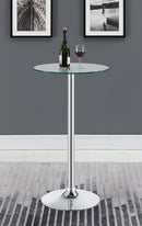 Abiline - Round Glass Top Bistro Bar Table - Chrome - Atlantic Fine Furniture Inc