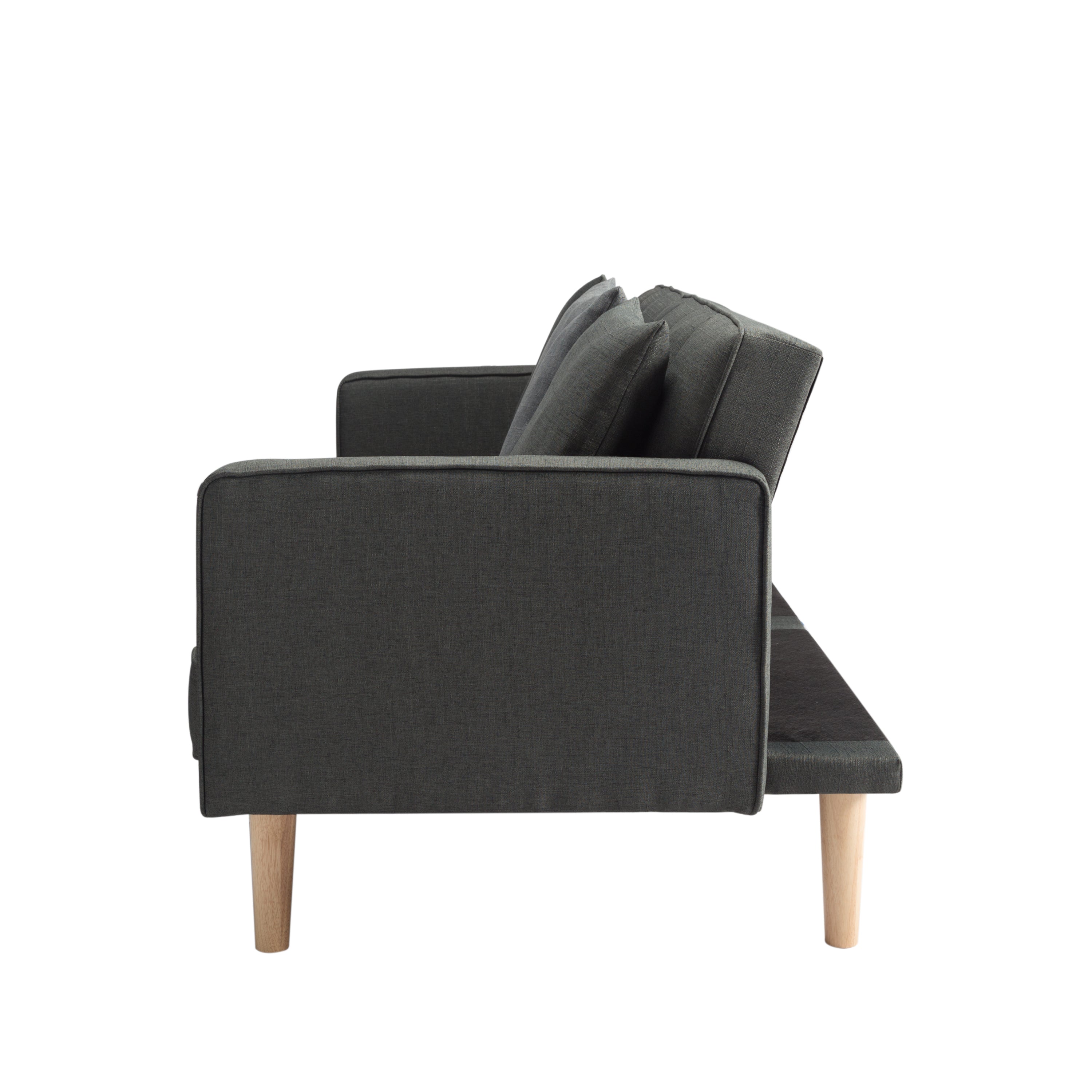FUTON SLEEPER SOFA WITH 2 PILLOWS Dark gray FABRIC(same as W223S01338、W223S00991。Size difference, See Details in page.) - Atlantic Fine Furniture Inc