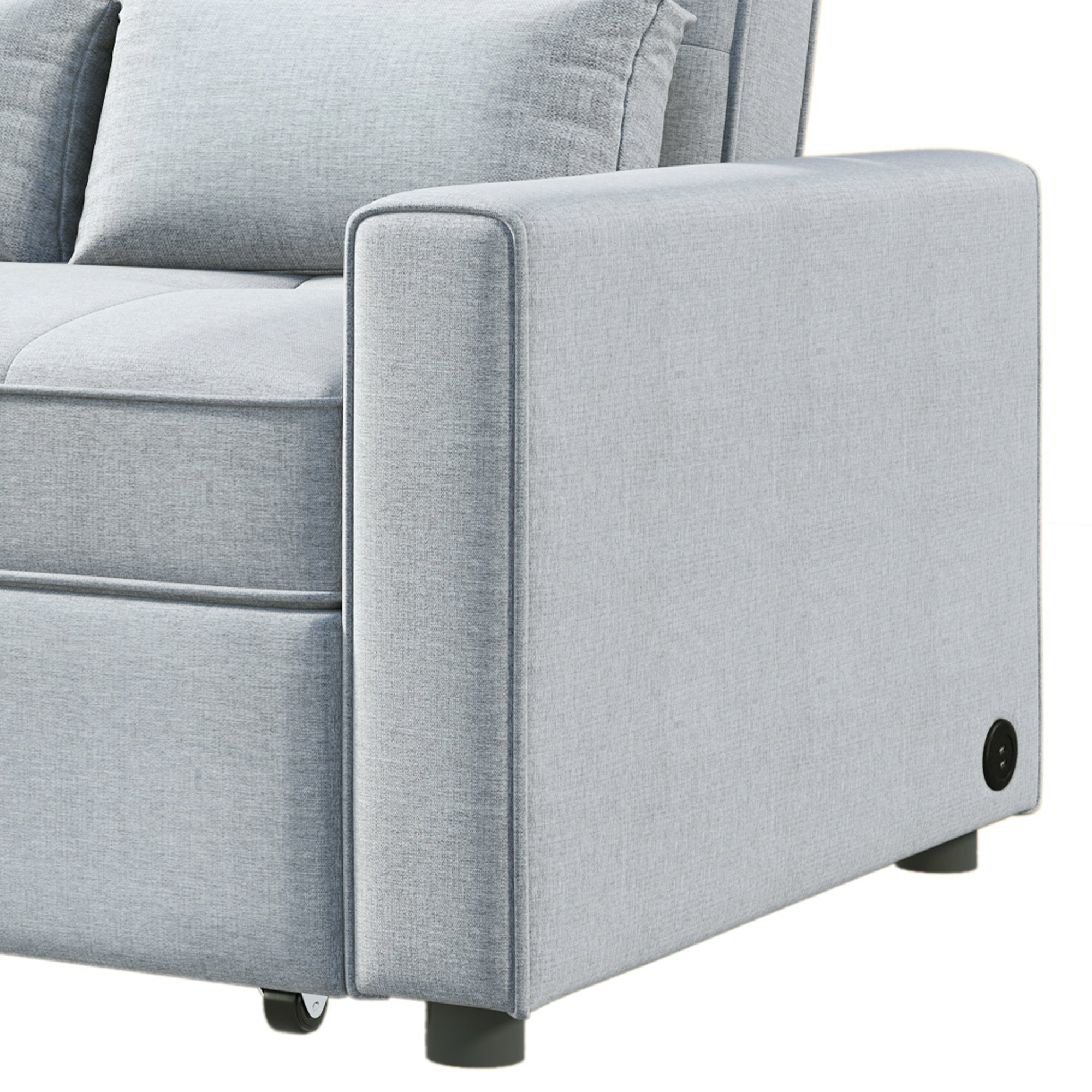 Orisfur. 48" Convertible Sleeper Sofa Bed, Multi-Functional Adjustable Single Bed Chair with USB Port and 2 Pillows for Small Space - Atlantic Fine Furniture Inc