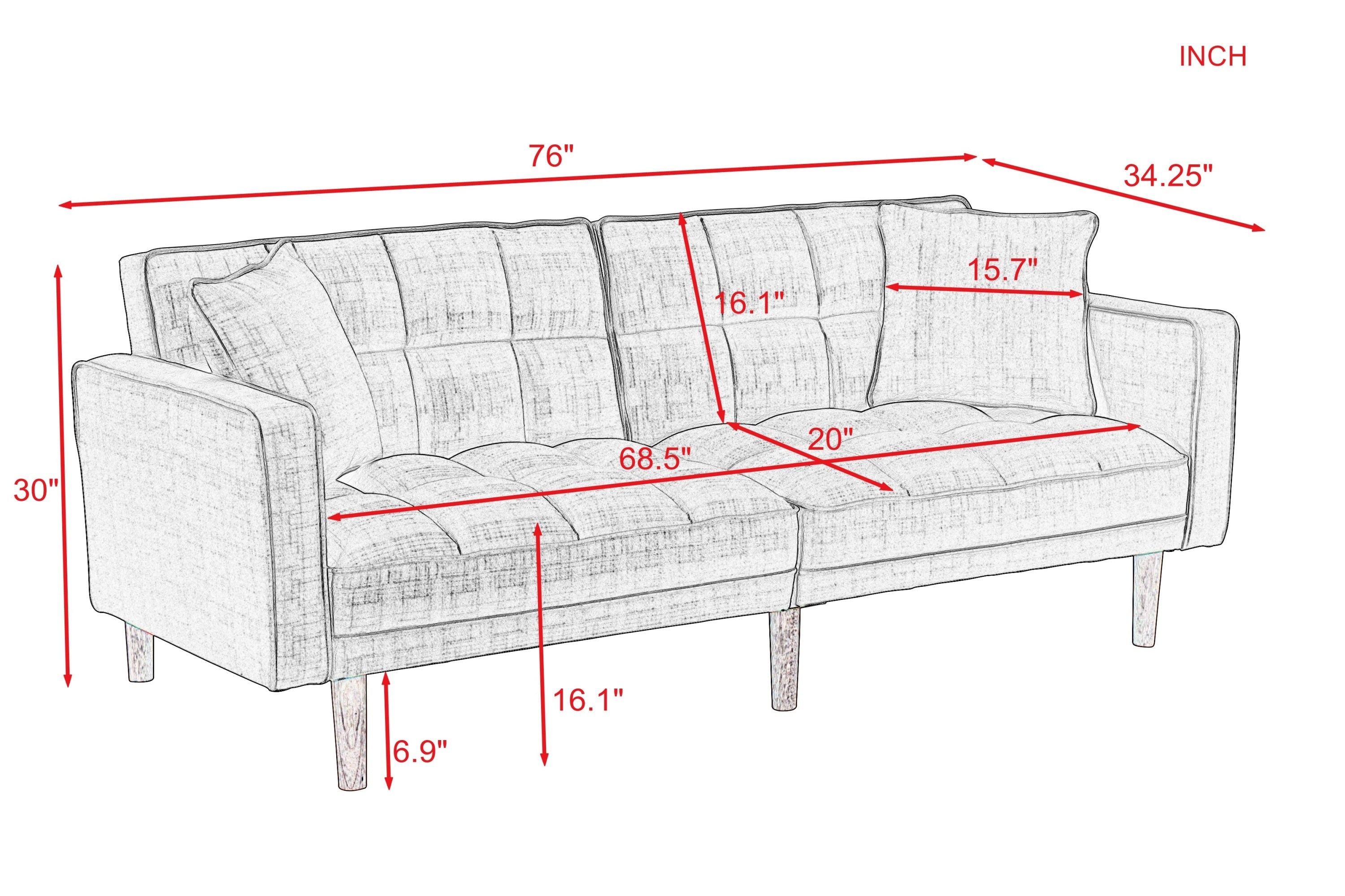 FUTON SLEEPER SOFA WITH 2 PILLOWS NAVY BLUE FABRIC (same as W223S00990,W223S00581) - Atlantic Fine Furniture Inc