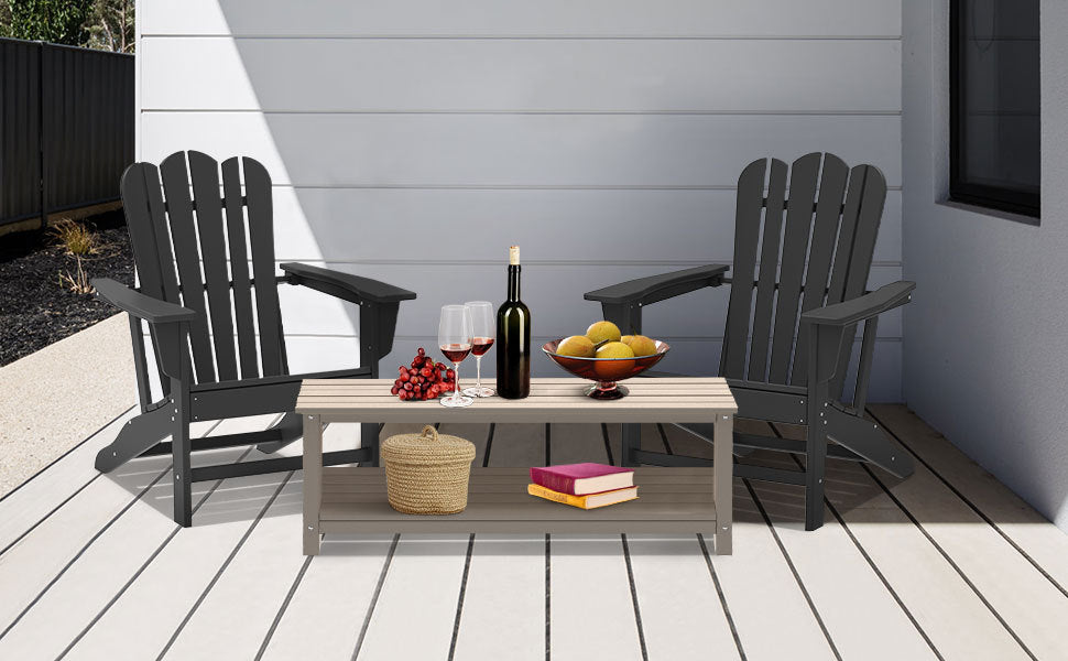 Resistant Adirondack Chair for Patio Deck Garden Fire Pit Chair,
Composite Adirondack Chair, Black,1 piece. - Atlantic Fine Furniture Inc