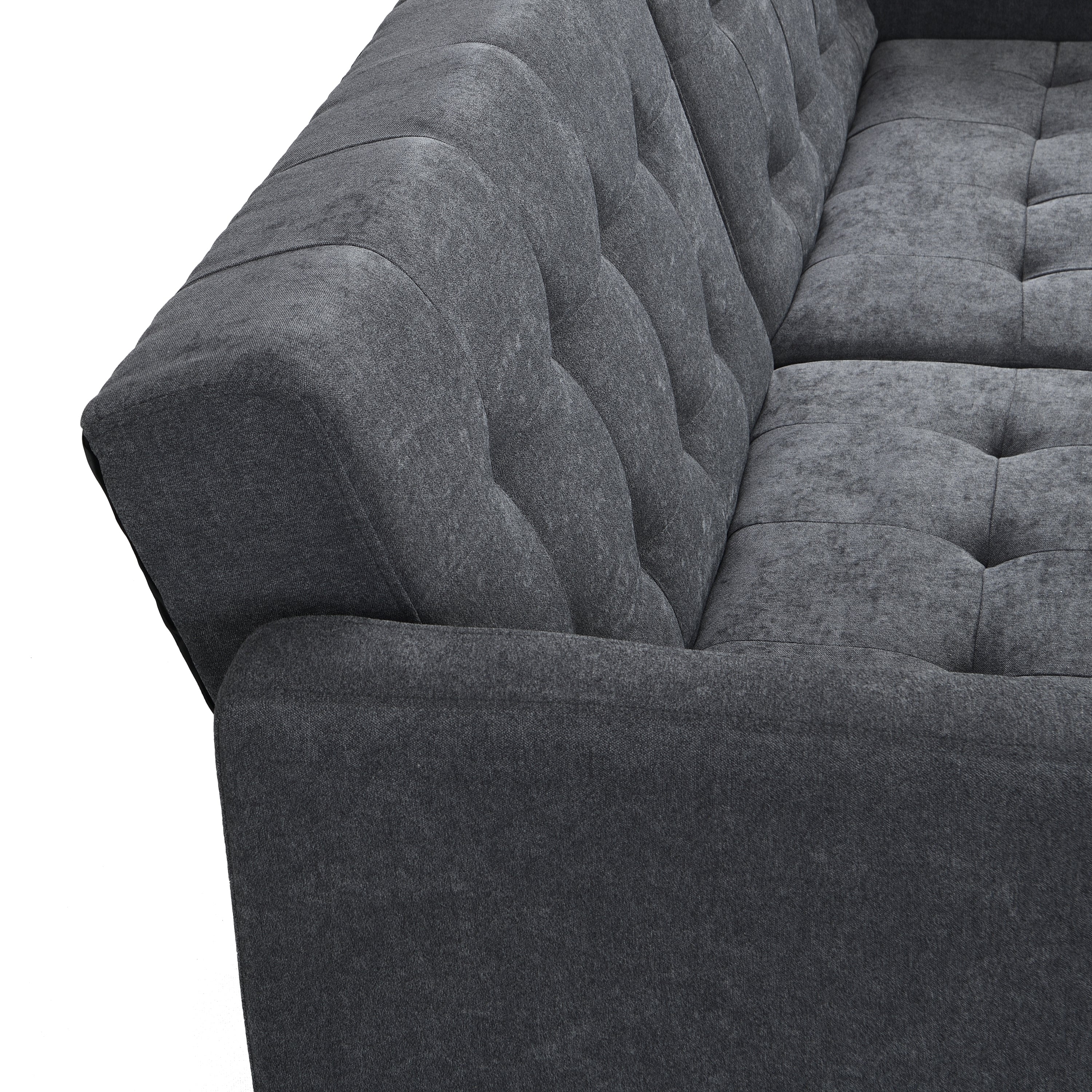 Sofa Bed Convertible Folding Dark Grey Lounge Couch Loveseat Sleeper Sofa Armrests Living Room Bedroom Apartment Reading Room - Atlantic Fine Furniture Inc