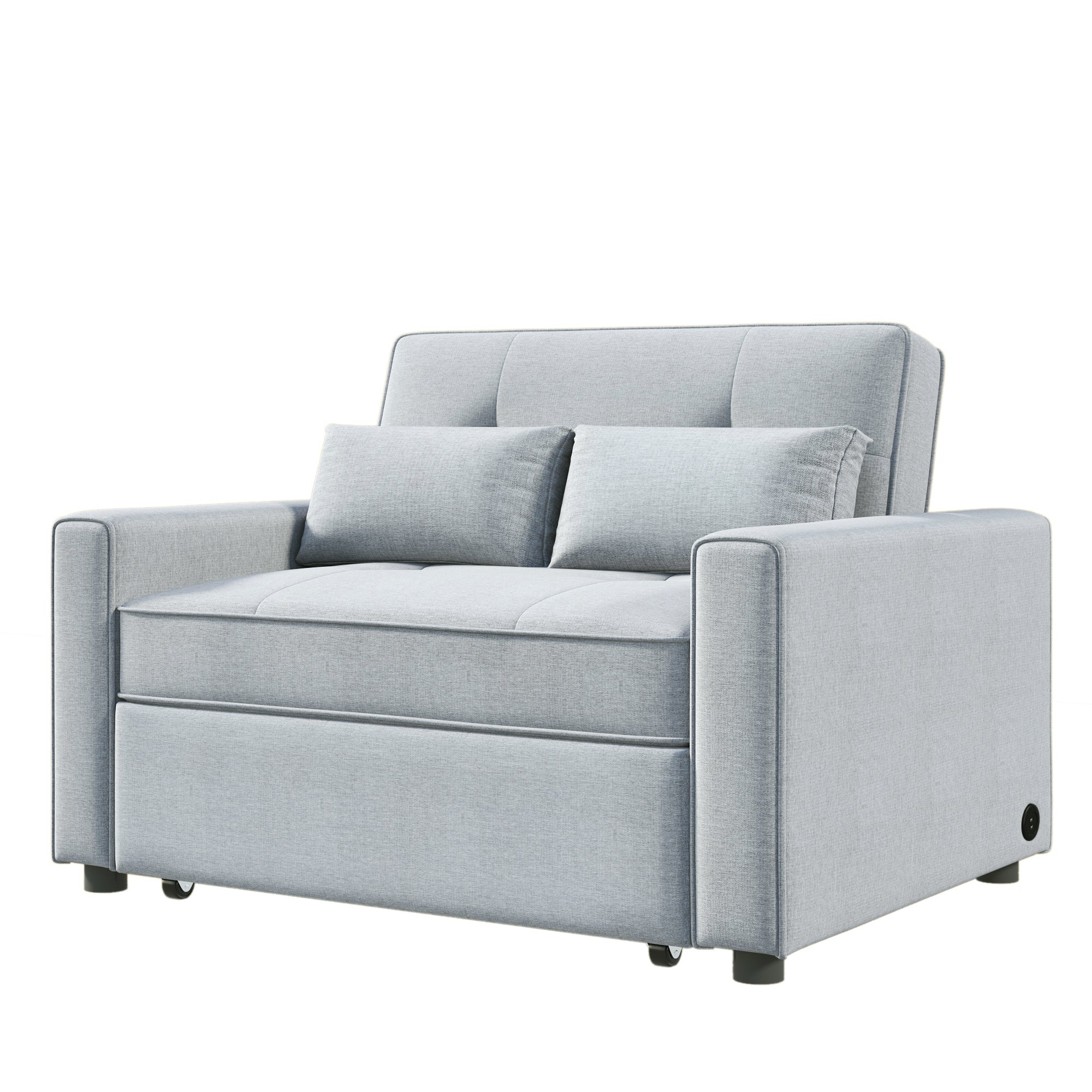 Orisfur. 48" Convertible Sleeper Sofa Bed, Multi-Functional Adjustable Single Bed Chair with USB Port and 2 Pillows for Small Space - Atlantic Fine Furniture Inc