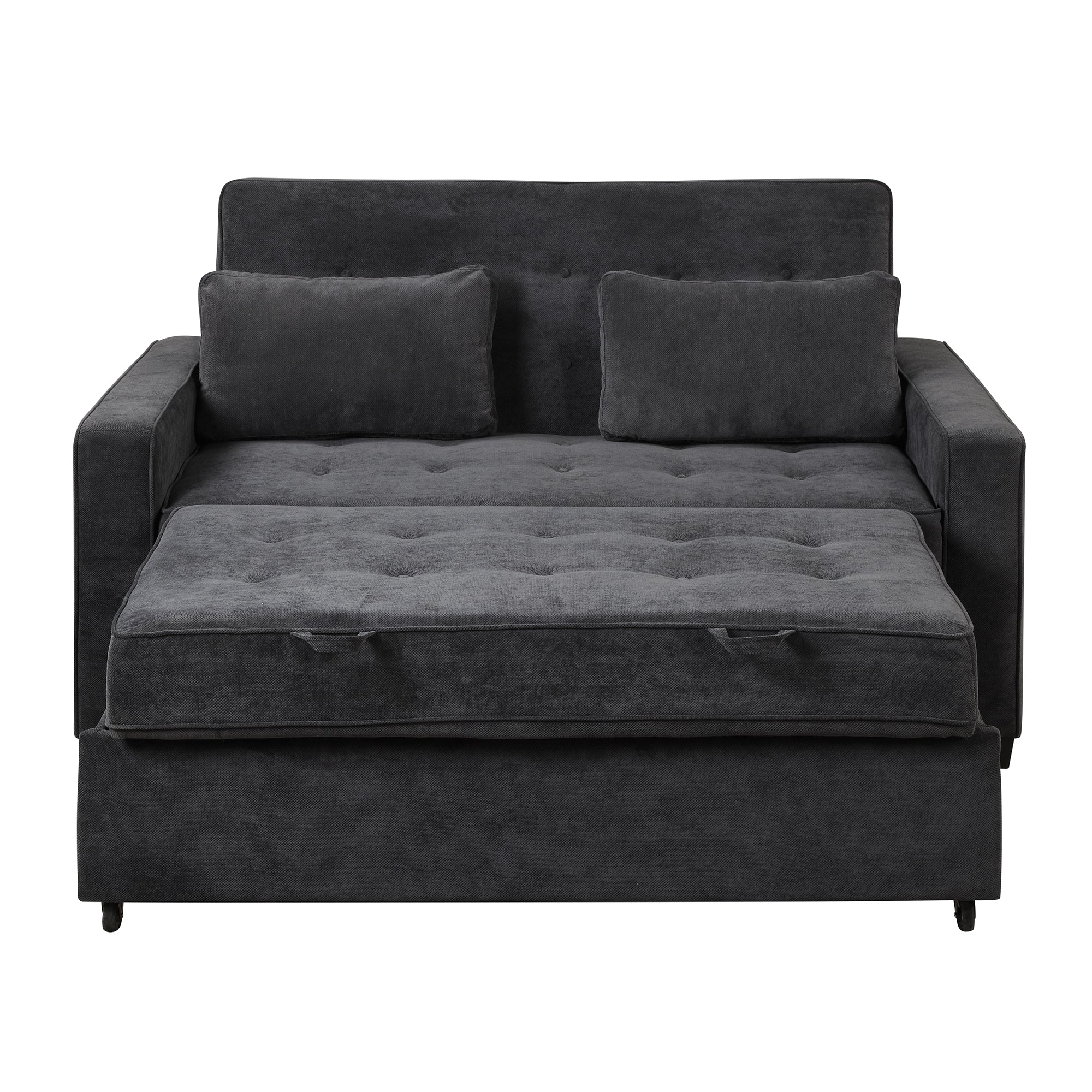 Orisfur. Linen Upholstered Sleeper Bed , Pull Out Sofa Bed Couch attached two throw pillows,Dual USB Charging Port and Adjustable Backrest for Living Room Space - Atlantic Fine Furniture Inc