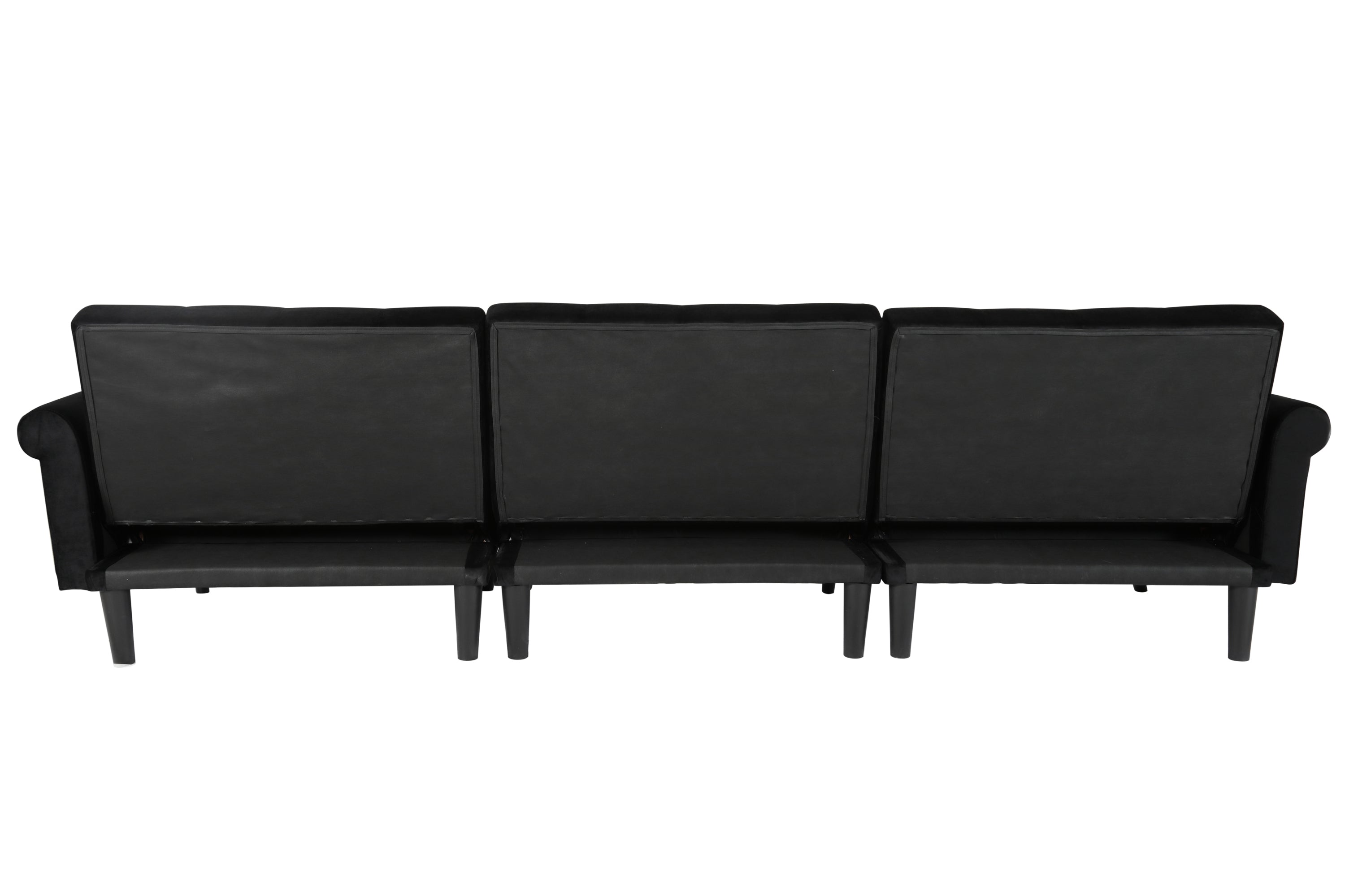 Convertible Sofa bed sleeper Black velvet (same as W223S01589。Size difference, See Details in page.) - Atlantic Fine Furniture Inc