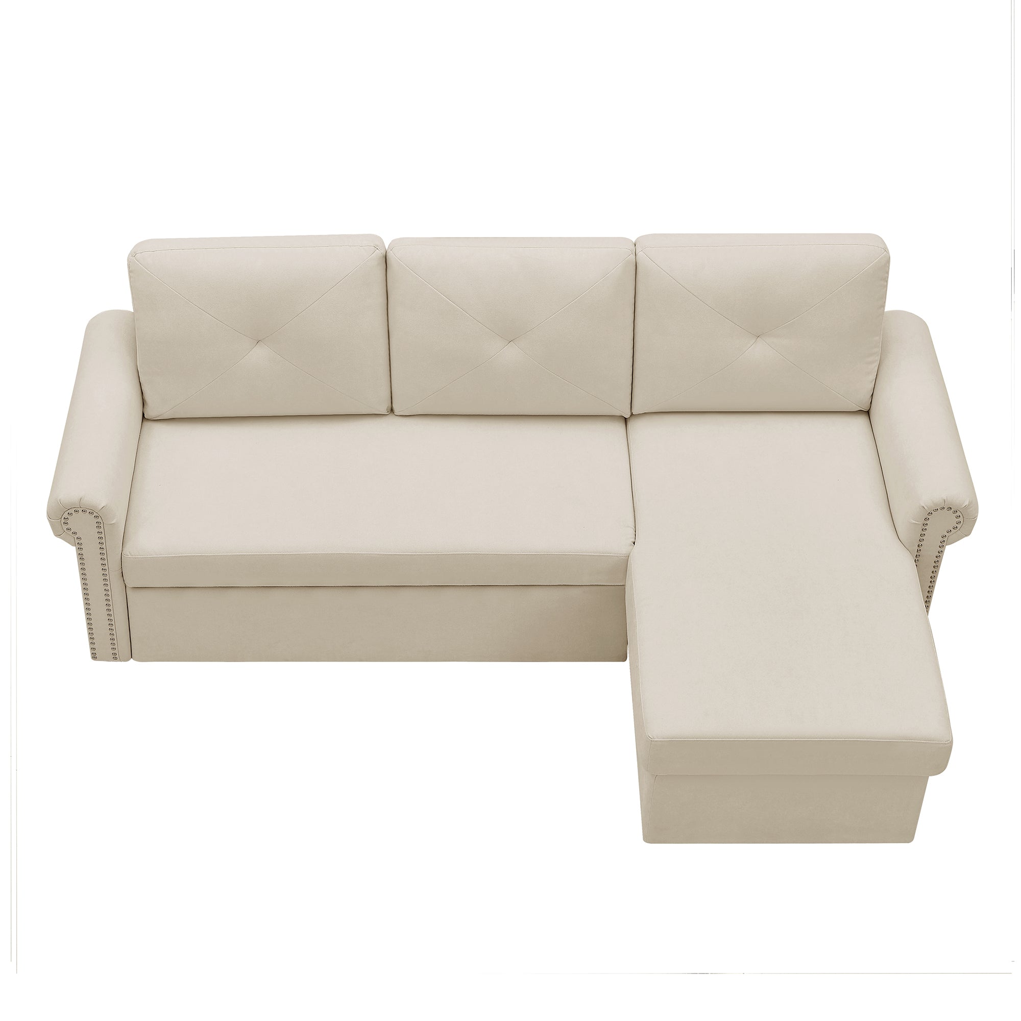 Orisfur. 83" Sleeper Sofa Bed Convertible Sectional Couch, 3-Seater L-Shape Corner Couch with Storage Chaise for Living Room Apartment - Atlantic Fine Furniture Inc