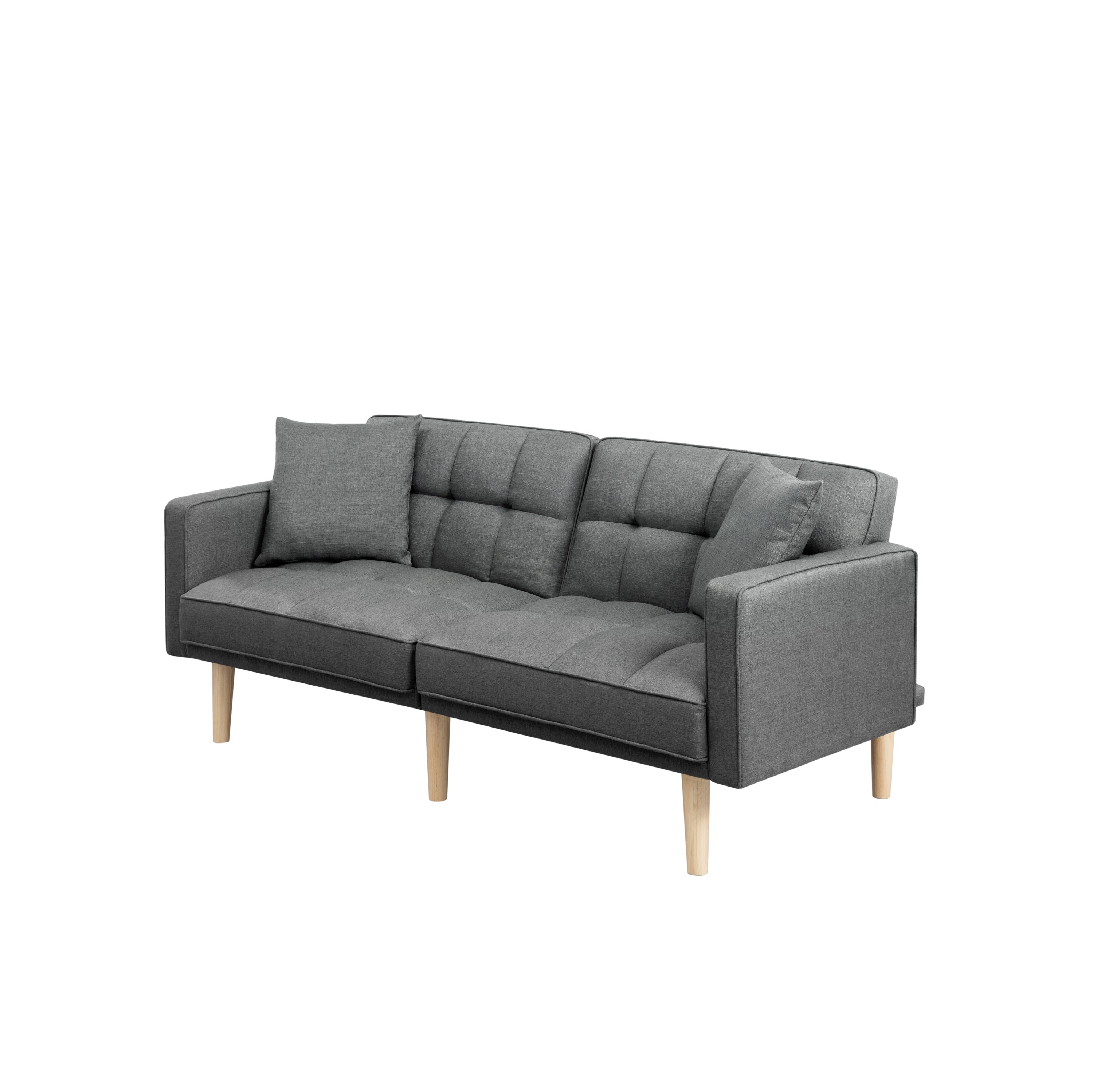 FUTON SLEEPER SOFA WITH 2 PILLOWS Dark gray FABRIC(same as W223S01338、W223S00991。Size difference, See Details in page.) - Atlantic Fine Furniture Inc