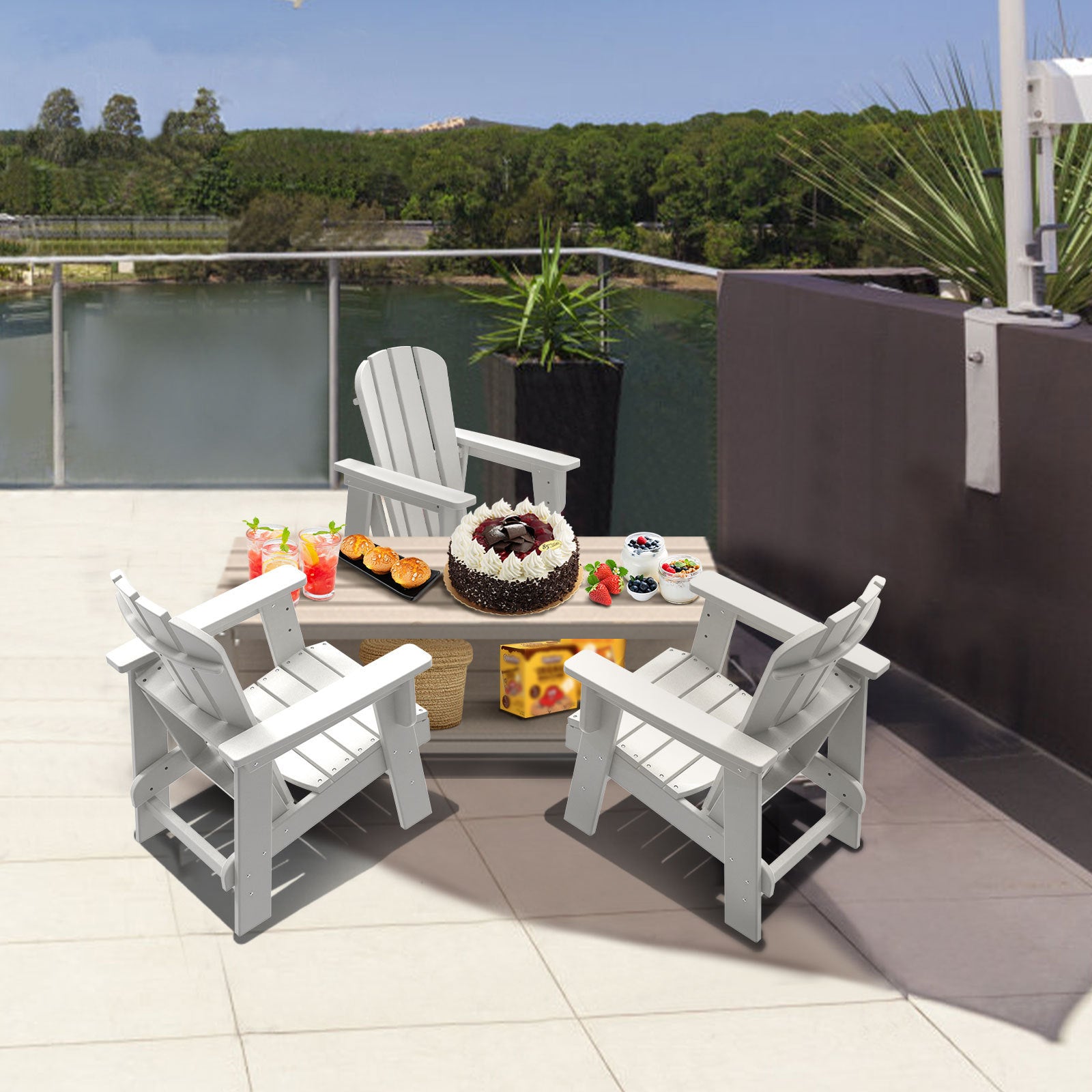 Small Size Adirondack Chair, Plastic Adirondack Chair Fire Pit Chair, Plastic Adirondack Chair, Weather Resistant, White,1 piece - Atlantic Fine Furniture Inc