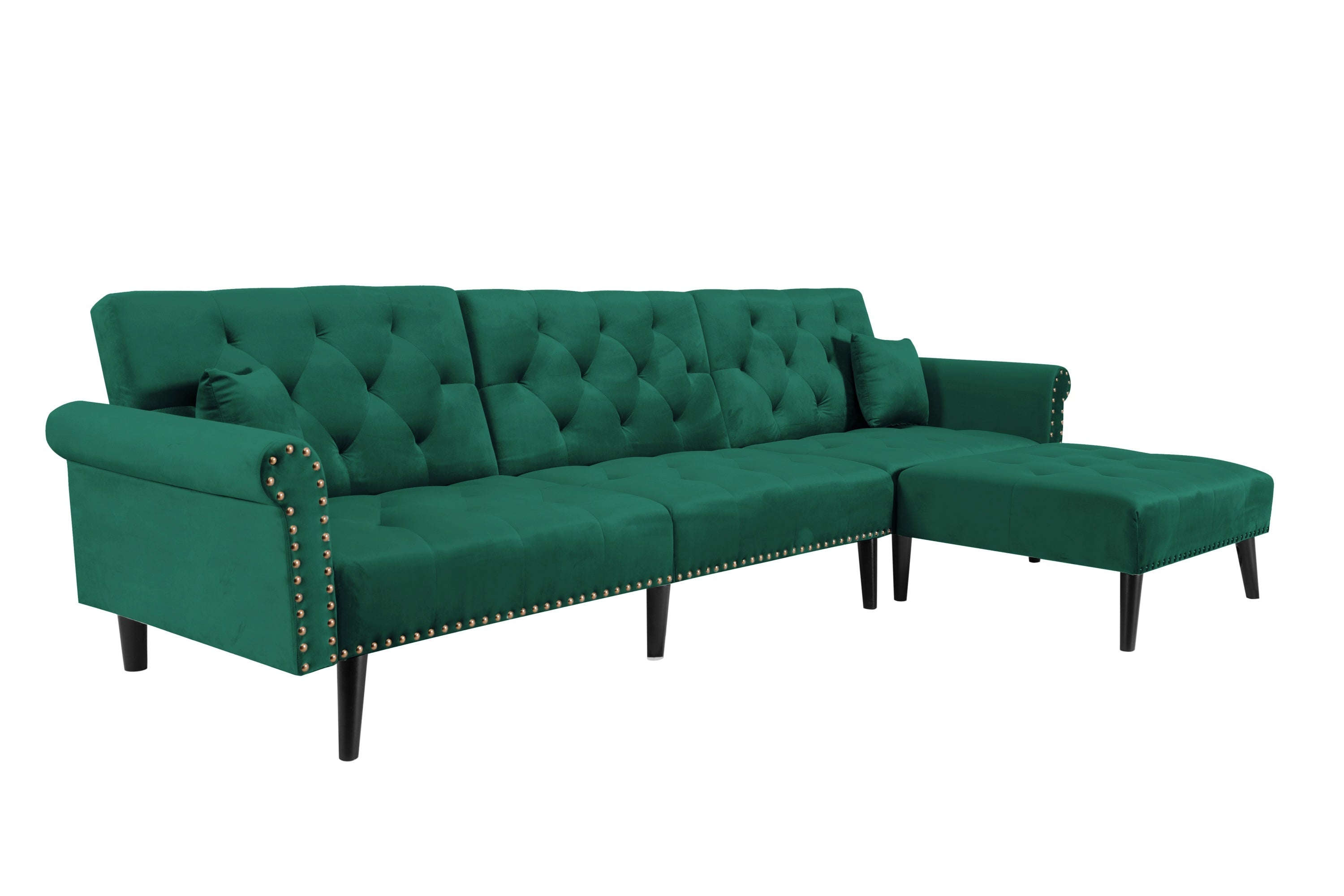Convertible Sofa bed sleeper Green velvet (same as W223S01594。Size difference, See Details in page.) - Atlantic Fine Furniture Inc