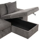 Orisfur. 104" L-Shape 3 Seat Reversible Sectional Couch, Pull Out Sleeper Sofa with Storage Chaise and 2 Stools for Living Room Furniture Set - Atlantic Fine Furniture Inc