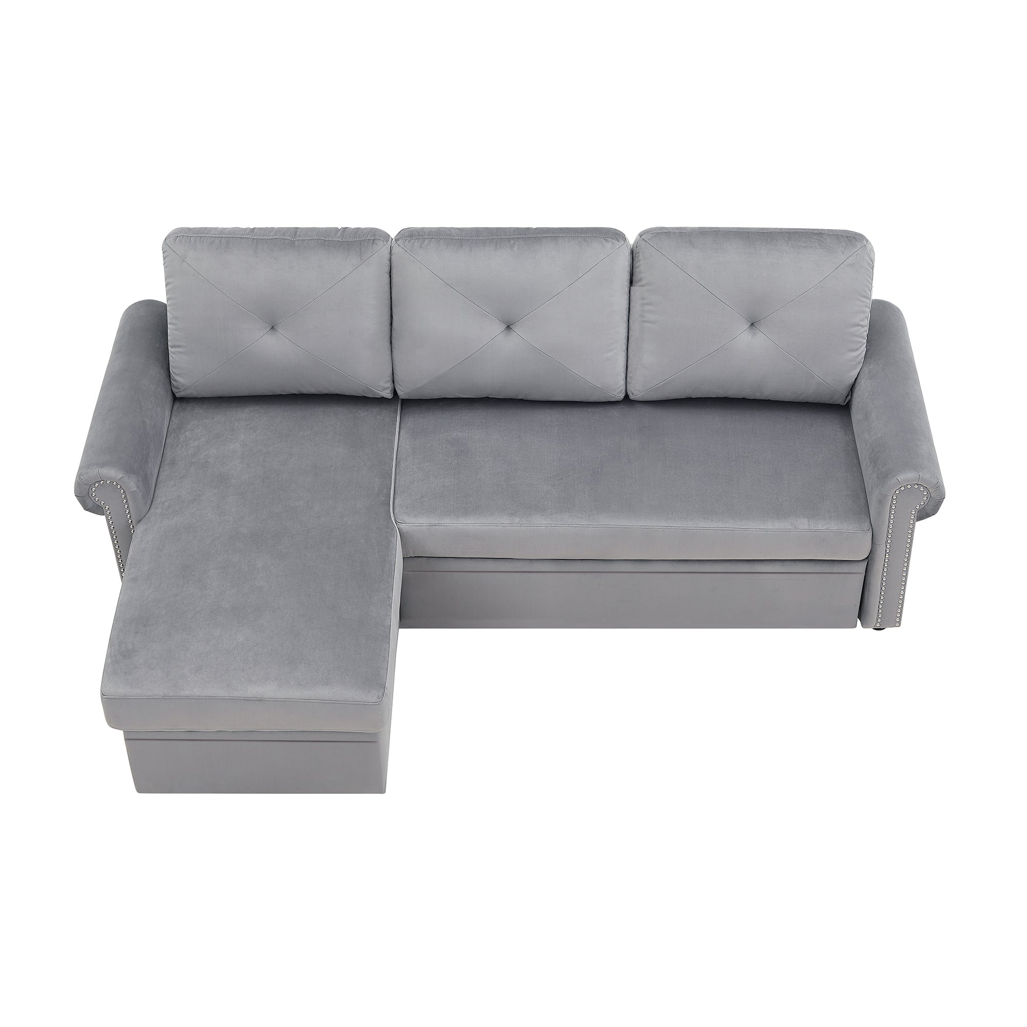 Orisfur. 83" Sleeper Sofa Bed Convertible Sectional Couch, 3-Seater L-Shape Corner Couch with Storage Chaise for Living Room Apartment - Atlantic Fine Furniture Inc