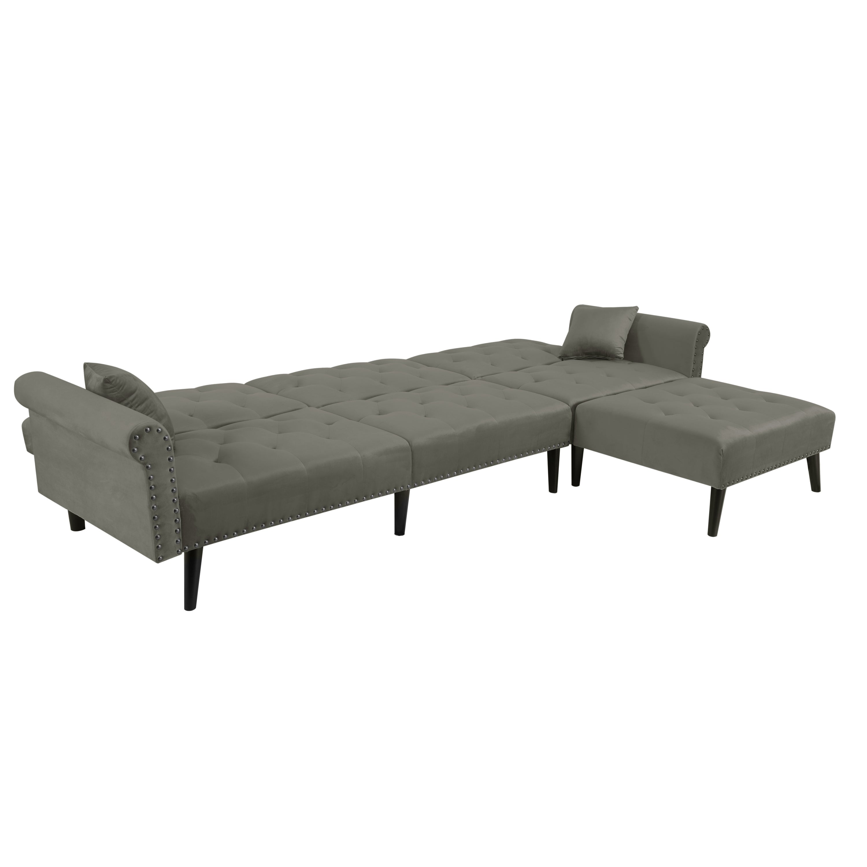 Convertible Sofa bed sleeper Light Grey velvet(W223S00002、W223S00708、W223S00870) - Atlantic Fine Furniture Inc