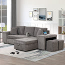 Orisfur. 104" L-Shape 3 Seat Reversible Sectional Couch, Pull Out Sleeper Sofa with Storage Chaise and 2 Stools for Living Room Furniture Set - Atlantic Fine Furniture Inc