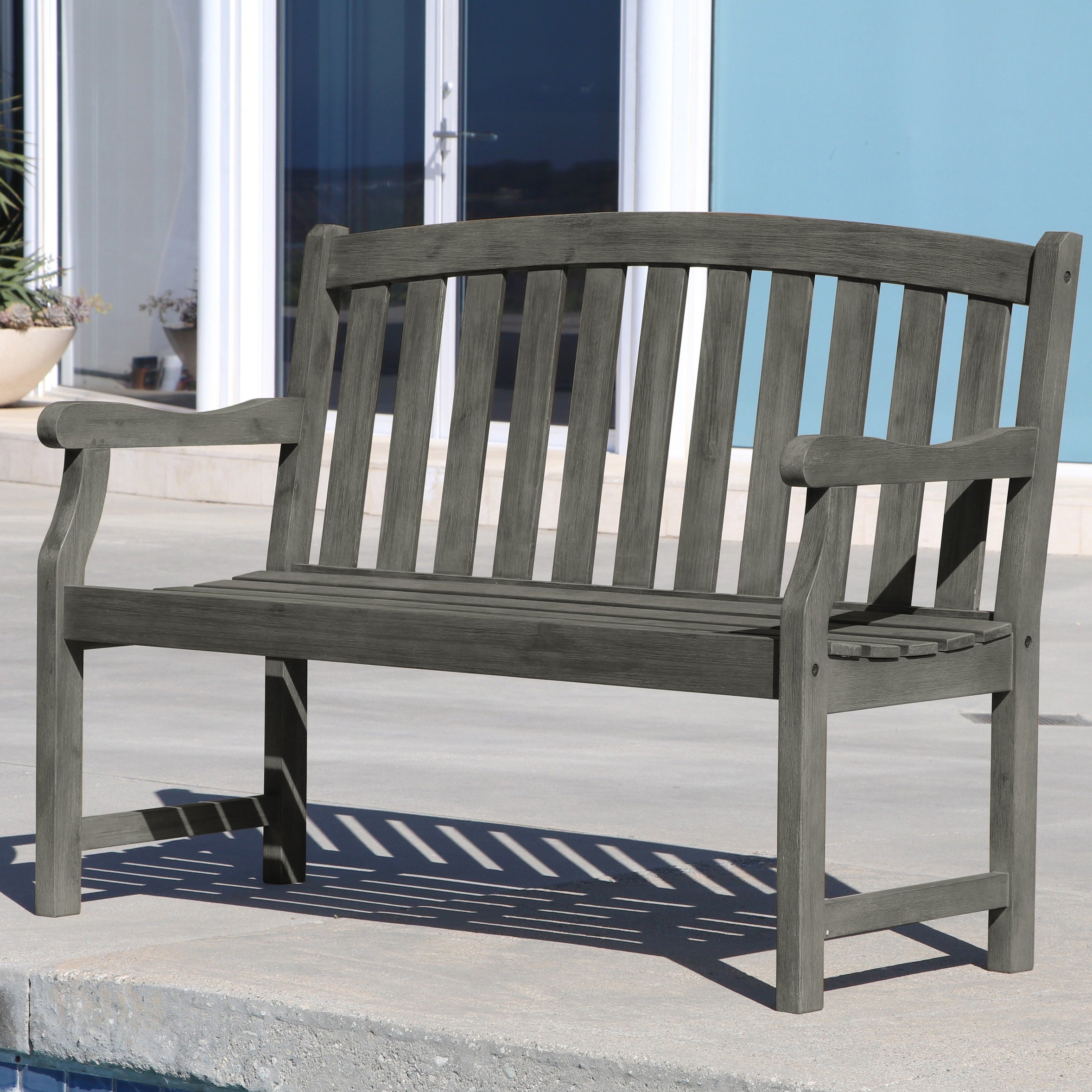 Renaissance Outdoor Patio 4-foot Hand-scraped Wood Garden Bench - Atlantic Fine Furniture Inc
