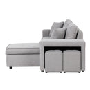 Orisfur. 104" Pull Out Sleeper Sofa Reversible L-Shape 3 Seat Sectional Couch with Storage Chaise and 2 Stools for Living Room Furniture Set - Atlantic Fine Furniture Inc