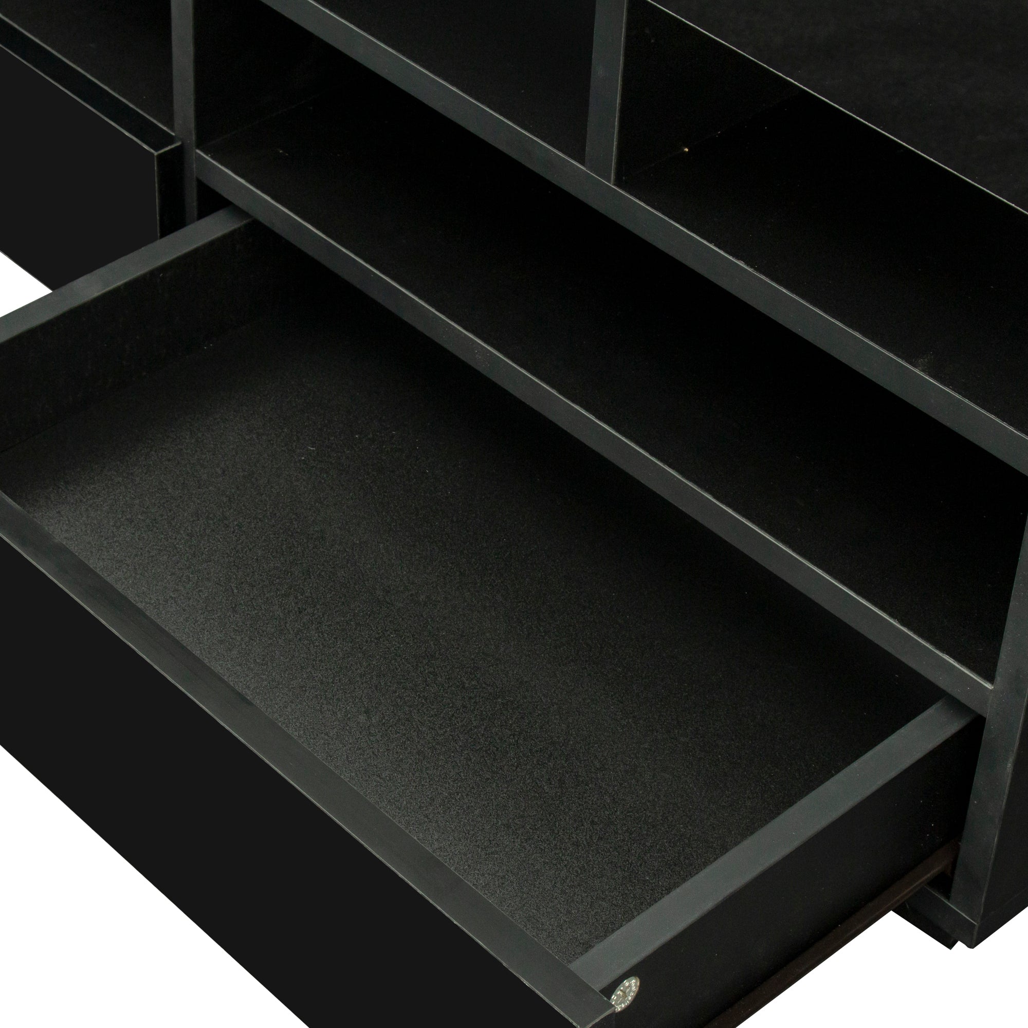 Living Room Furniture TV Stand Cabinet with 2 Drawers & 2 open shelves,20-color RGB LED lights with remote,Black - Atlantic Fine Furniture Inc