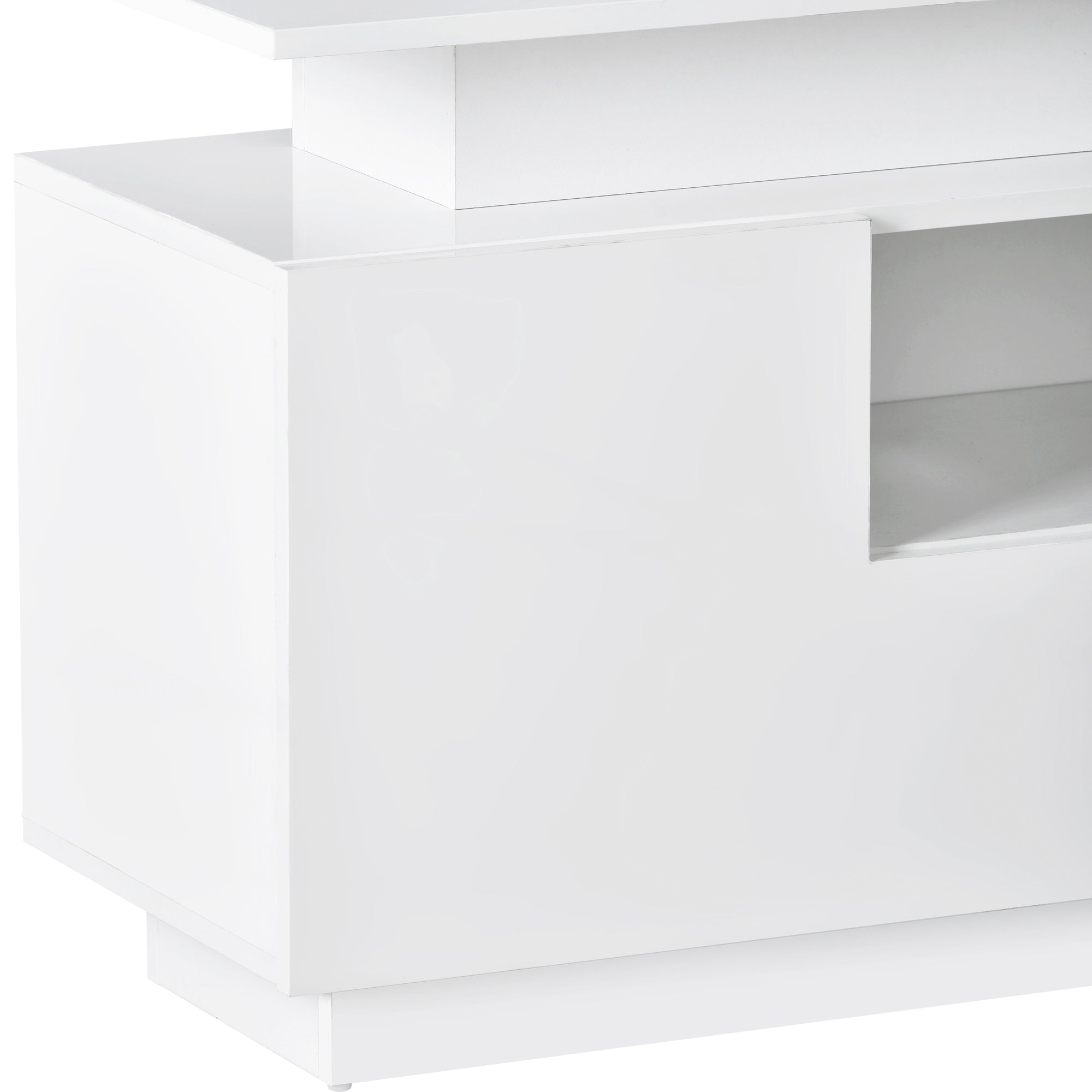 ON-TREND Modern, Stylish Functional TV stand with Color Changing LED Lights, Universal Entertainment Center, High Gloss TV Cabinet for 75+ inch TV, White - Atlantic Fine Furniture Inc