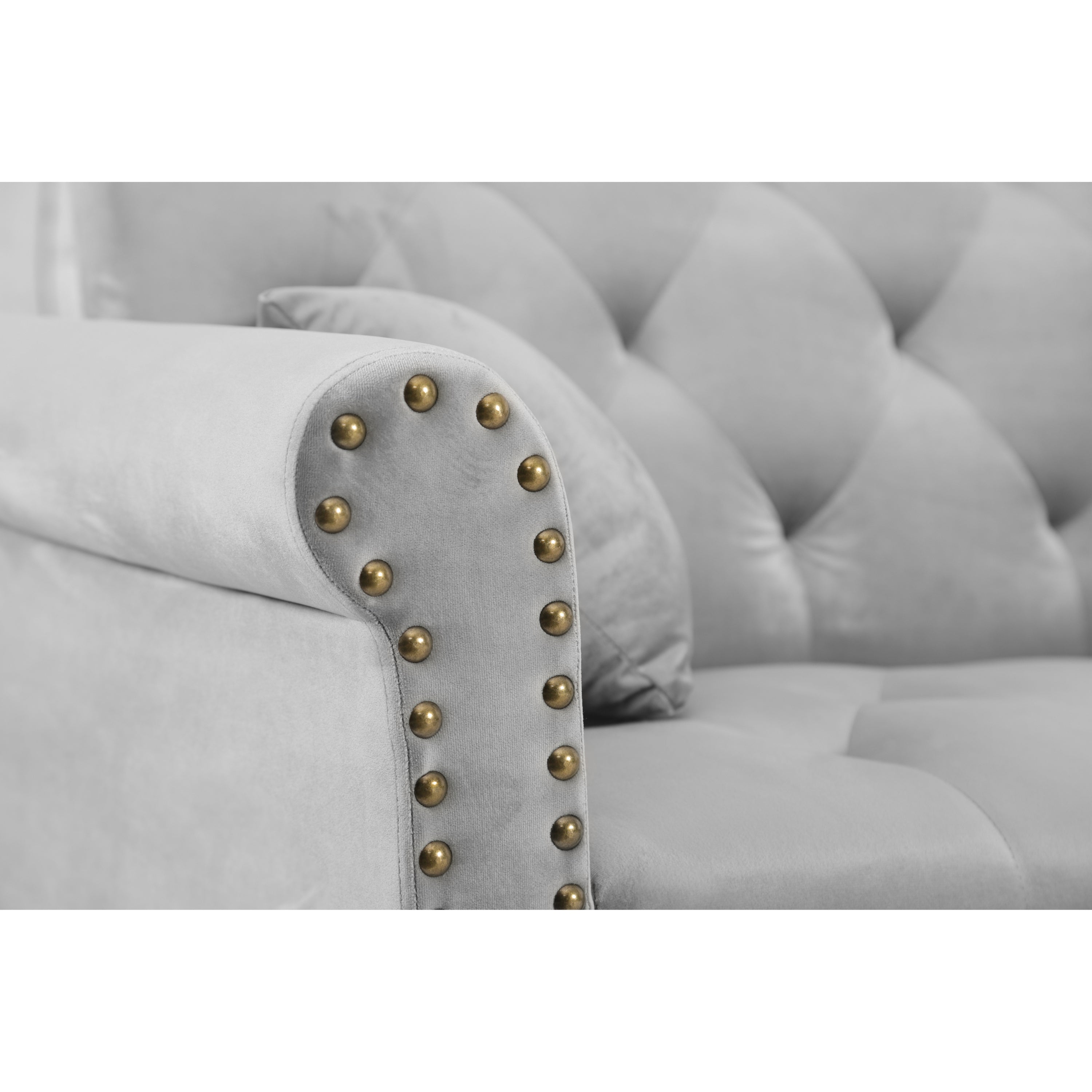 Convertible Sofa bed sleeper light grey velvet - Atlantic Fine Furniture Inc