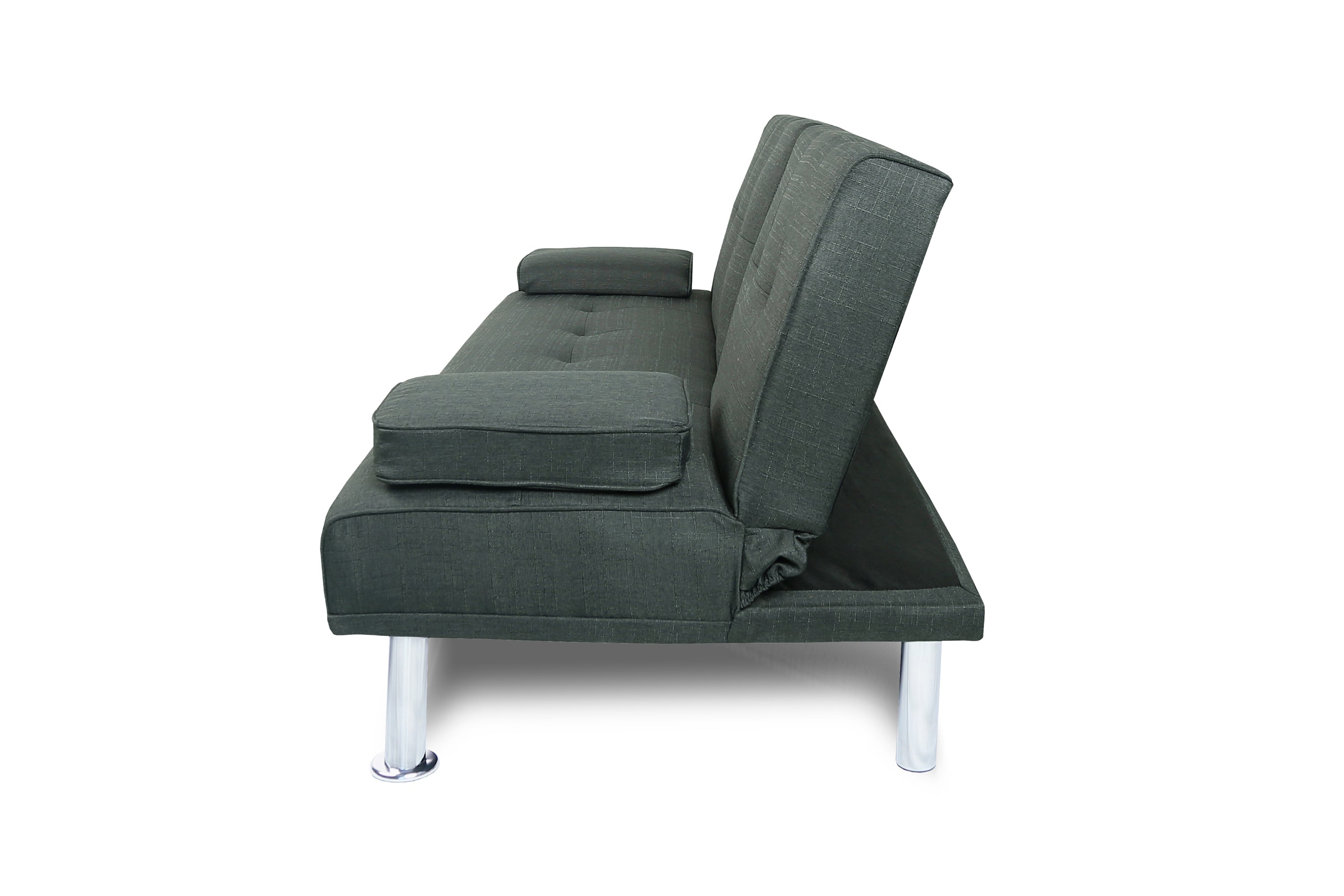 FUTON SOFA BED SLEEPER DARK GREY FABRIC(W22319409) - Atlantic Fine Furniture Inc
