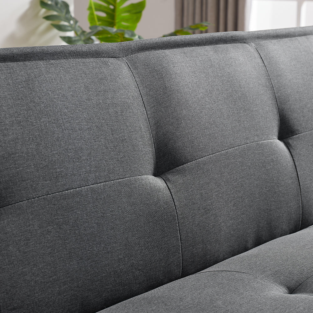 Grey Fabric Sofa Bed , Convertible Folding Futon Sofa Bed Sleeper for Home Living Room . - Atlantic Fine Furniture Inc