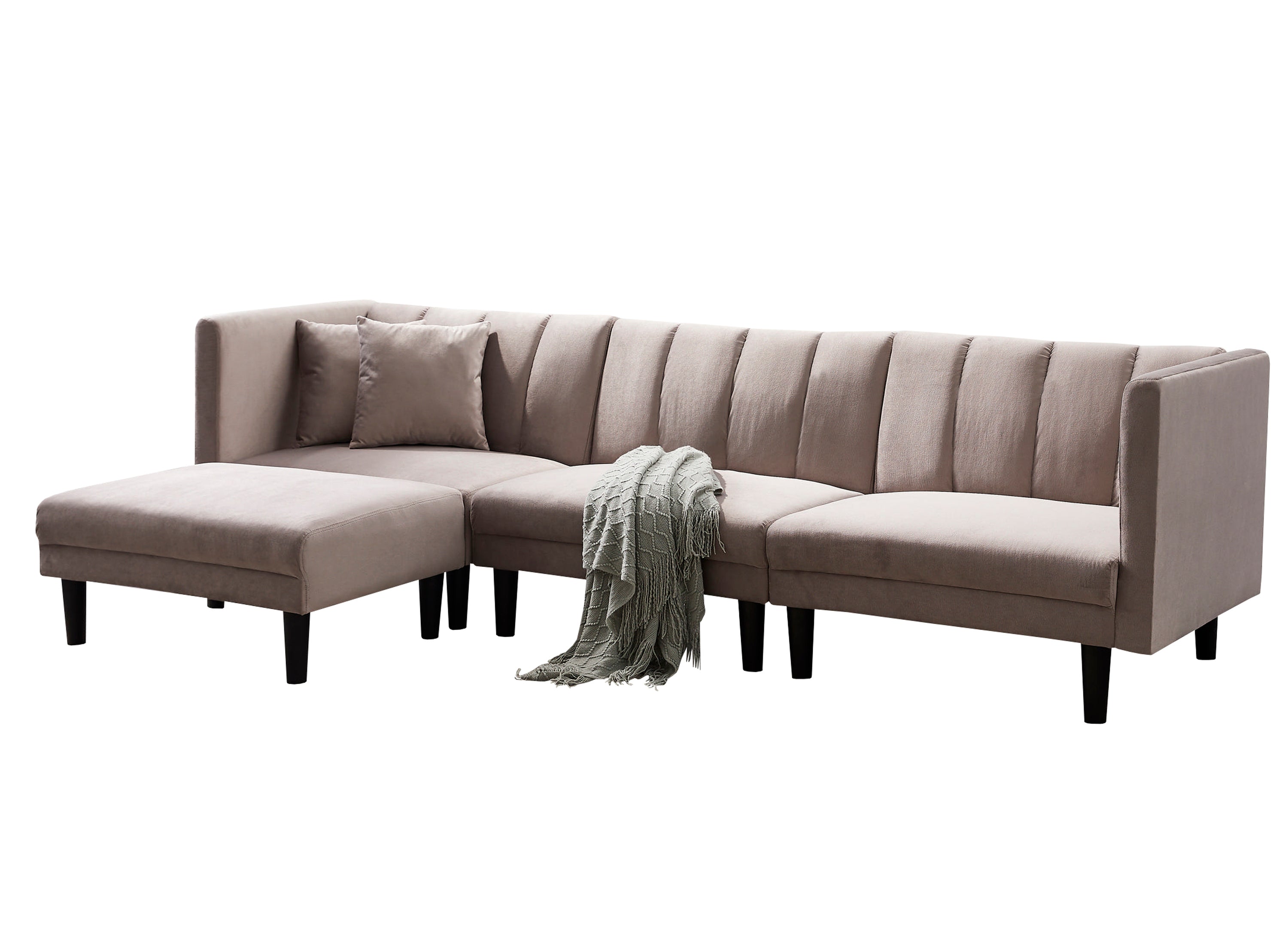 REVERSIBLE SECTIONAL SOFA SLEEPER WITH 2 PILLOWS LIGHT GREY VELVET(W223S00364) - Atlantic Fine Furniture Inc