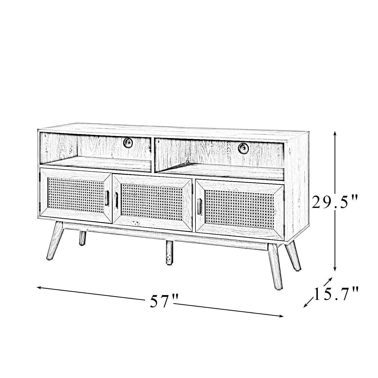 Mermeros TV Stand for TVs up to 65" with Three Doors - Atlantic Fine Furniture Inc